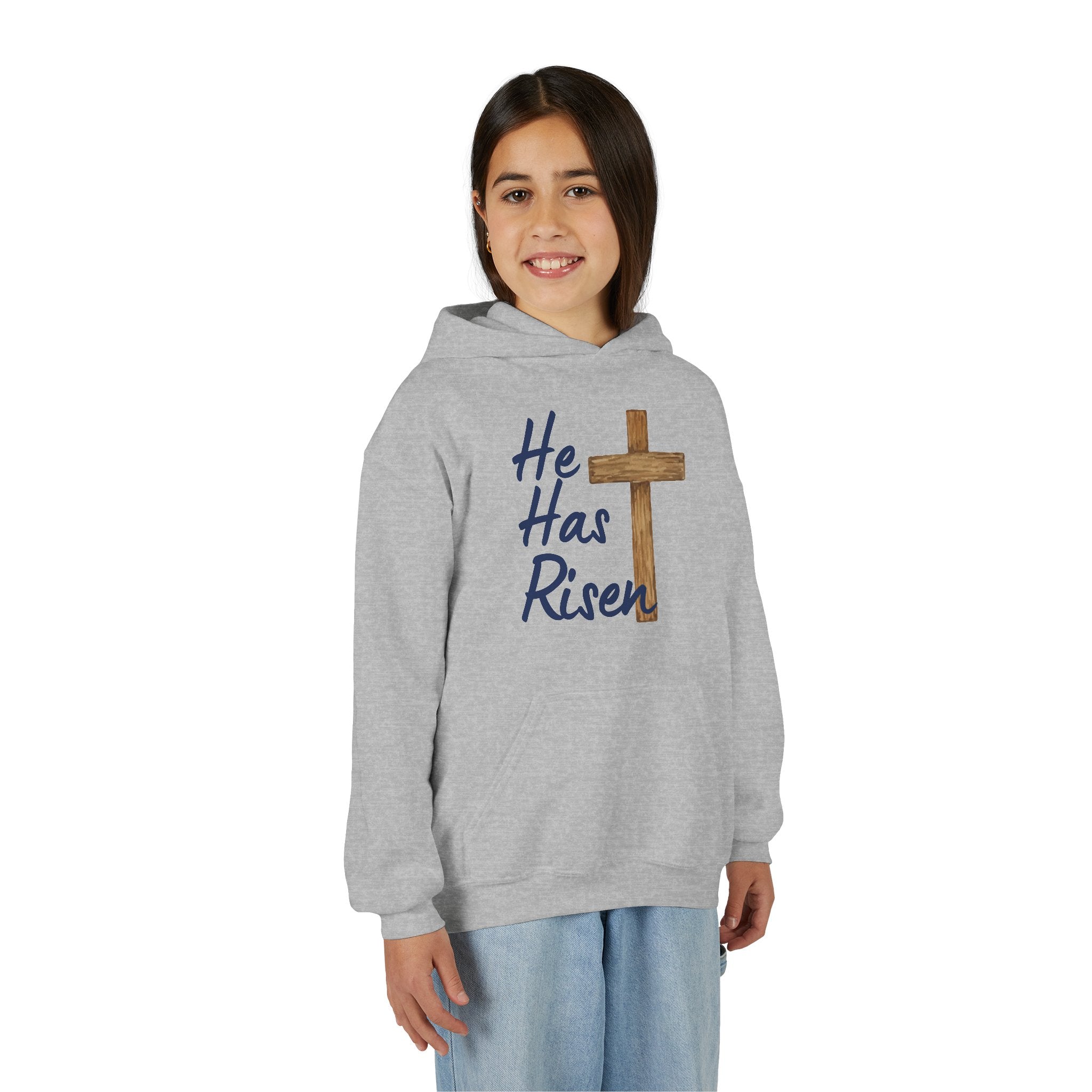Faith Based Youth Hoodie - He Has Risen | Kids clothes by atgodanddesigns