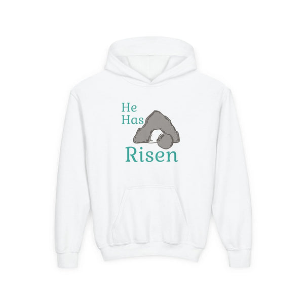 Faith Based Youth Hoodie - He Has Risen (Rolling Stone Edition) | Kids clothes by atgodanddesigns