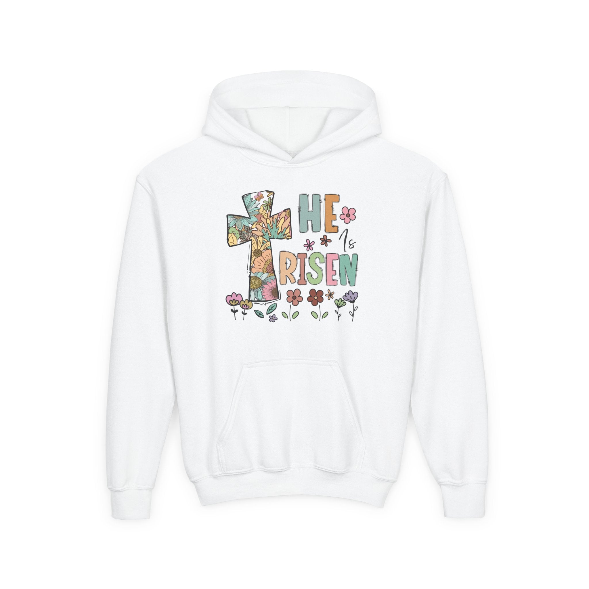 Faith Based Youth Hoodie - He Is Risen (Floral Edition) | Kids clothes by atgodanddesigns