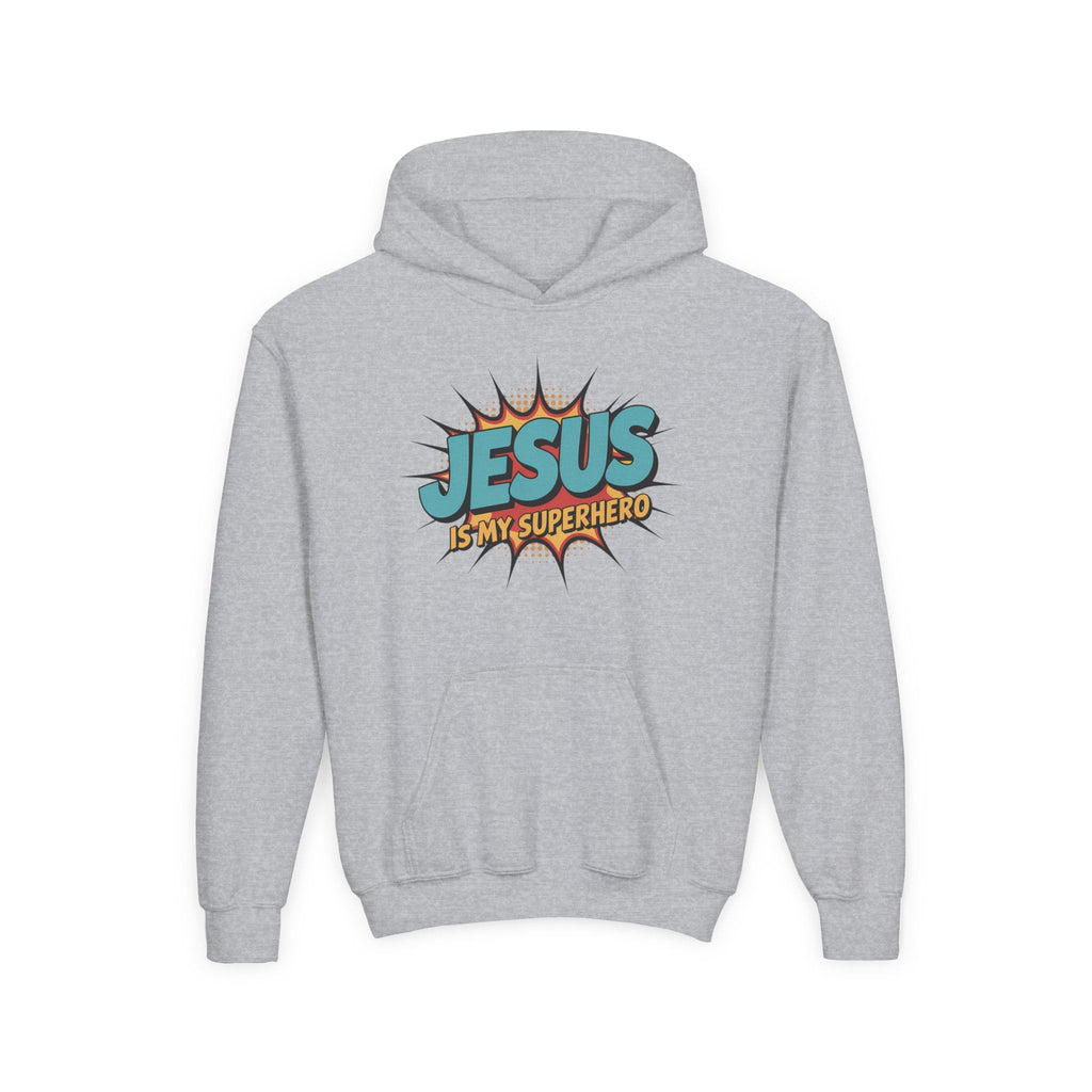 Faith Based Youth Hoodie - Jesus Is My Superhero | Kids clothes by atgodanddesigns