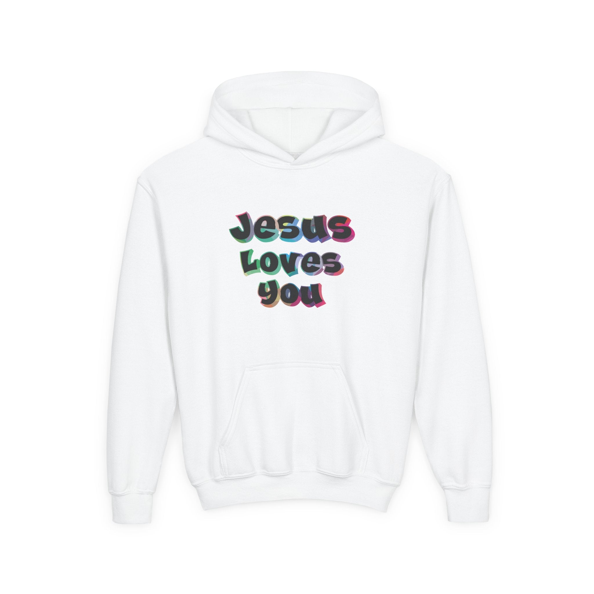 Faith Based Youth Hoodie - Jesus Loves You | Kids clothes by atgodanddesigns