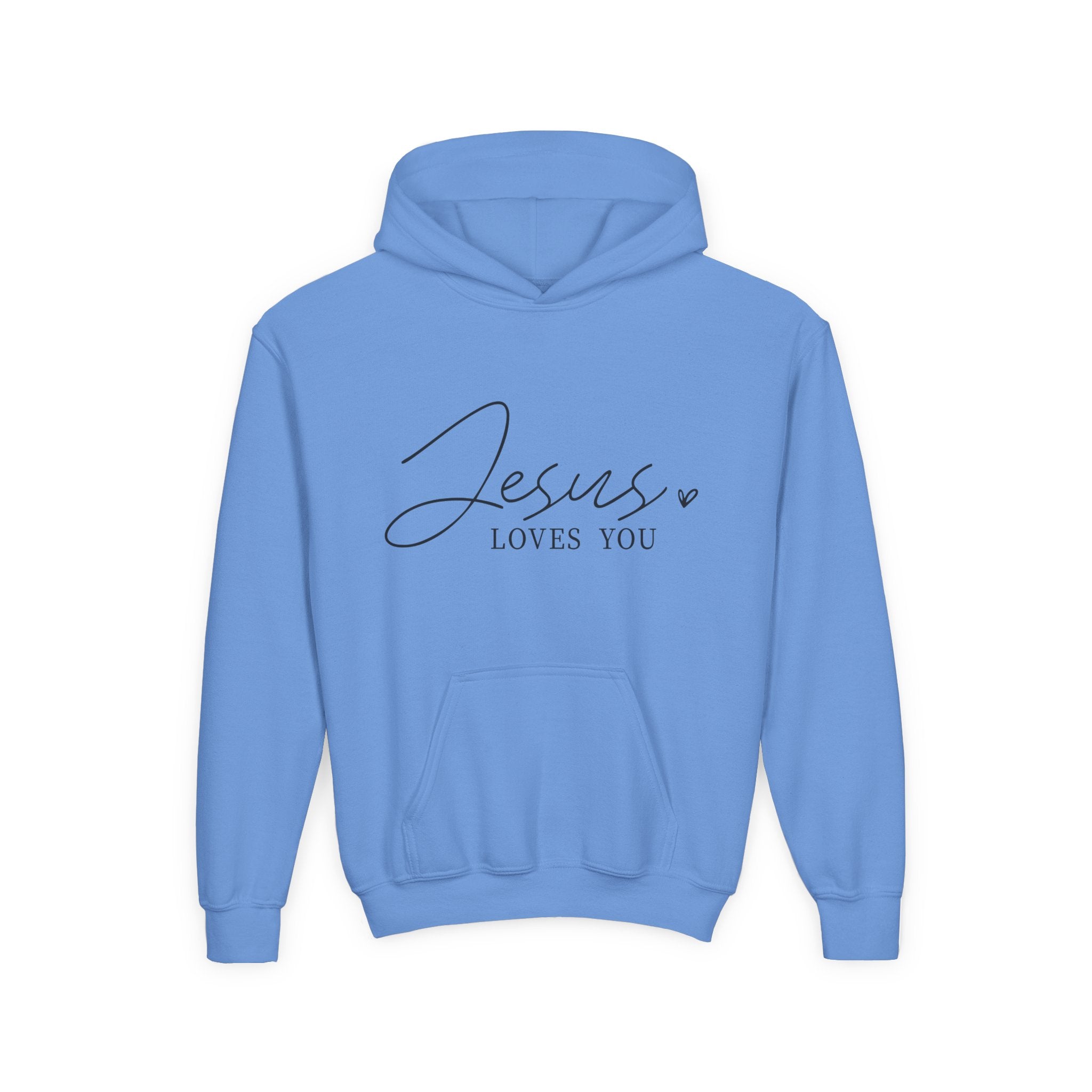 Faith Based Youth Hoodie - Jesus Loves You | Kids clothes by atgodanddesigns