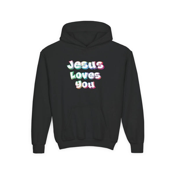 Faith Based Youth Hoodie - Jesus Loves You | Kids clothes by atgodanddesigns