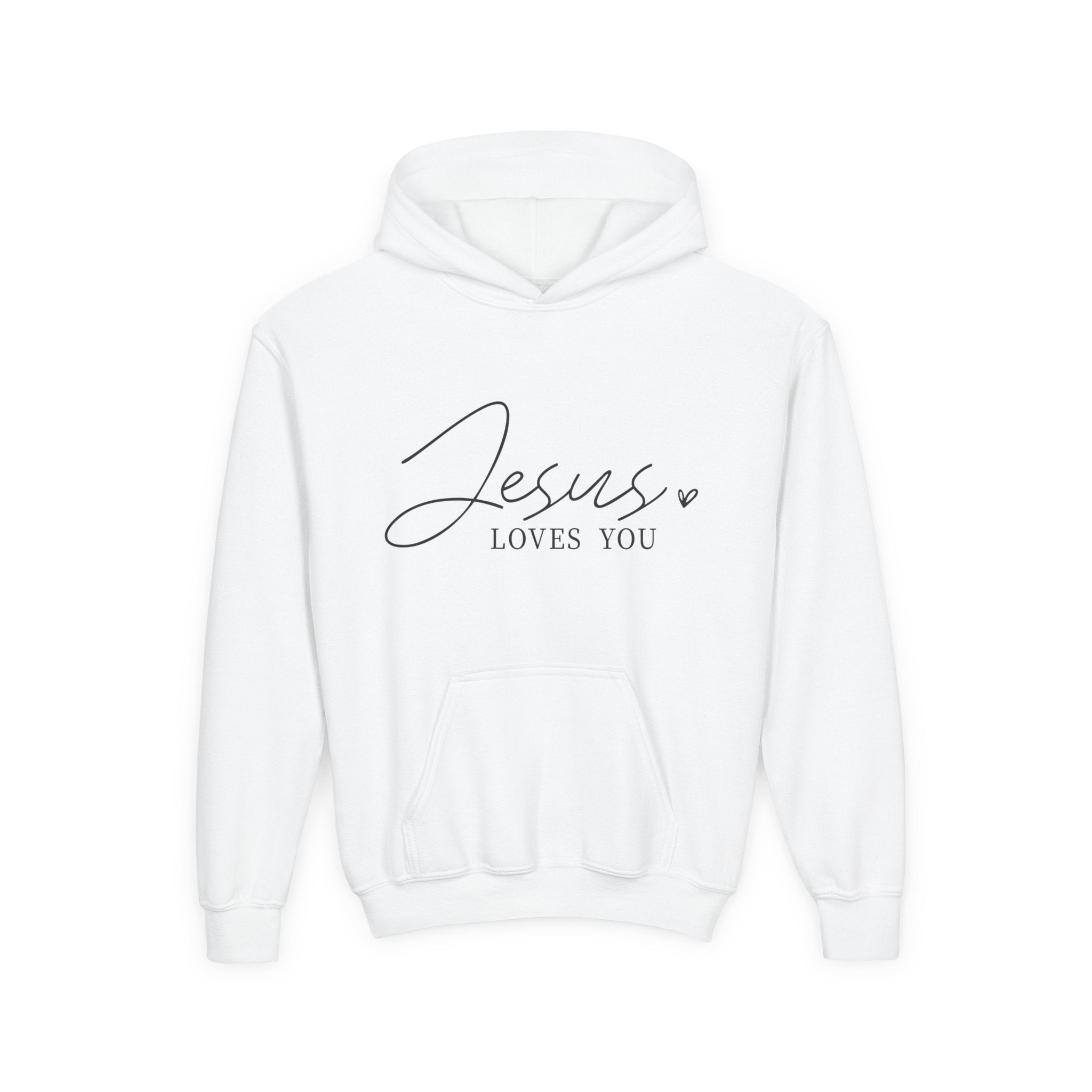 Faith Based Youth Hoodie - Jesus Loves You | Kids clothes by atgodanddesigns