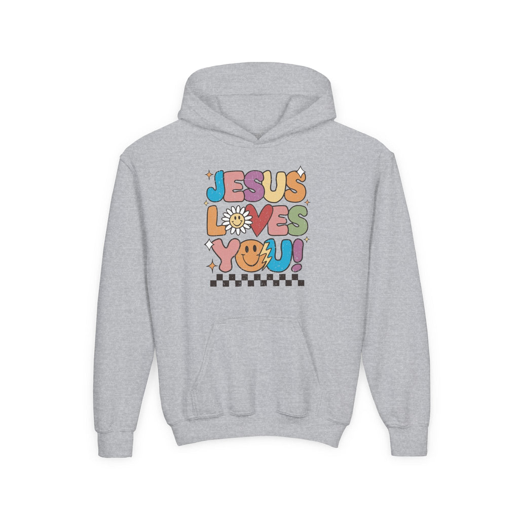 Faith Based Youth Hoodie - Jesus Loves You (Smiley Edition) | Kids clothes by atgodanddesigns