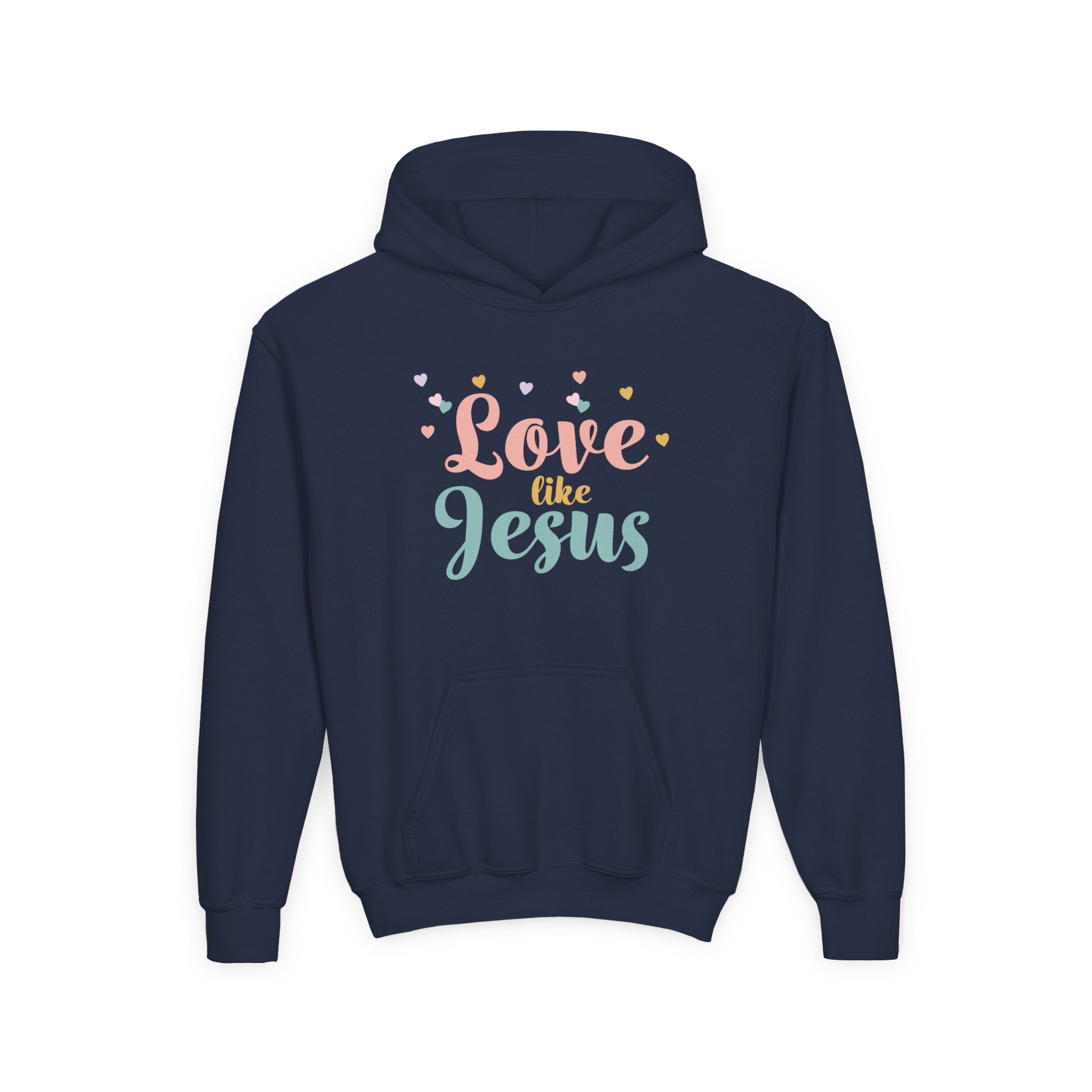 Faith Based Youth Hoodie - Love Like Jesus | Kids clothes by atgodanddesigns