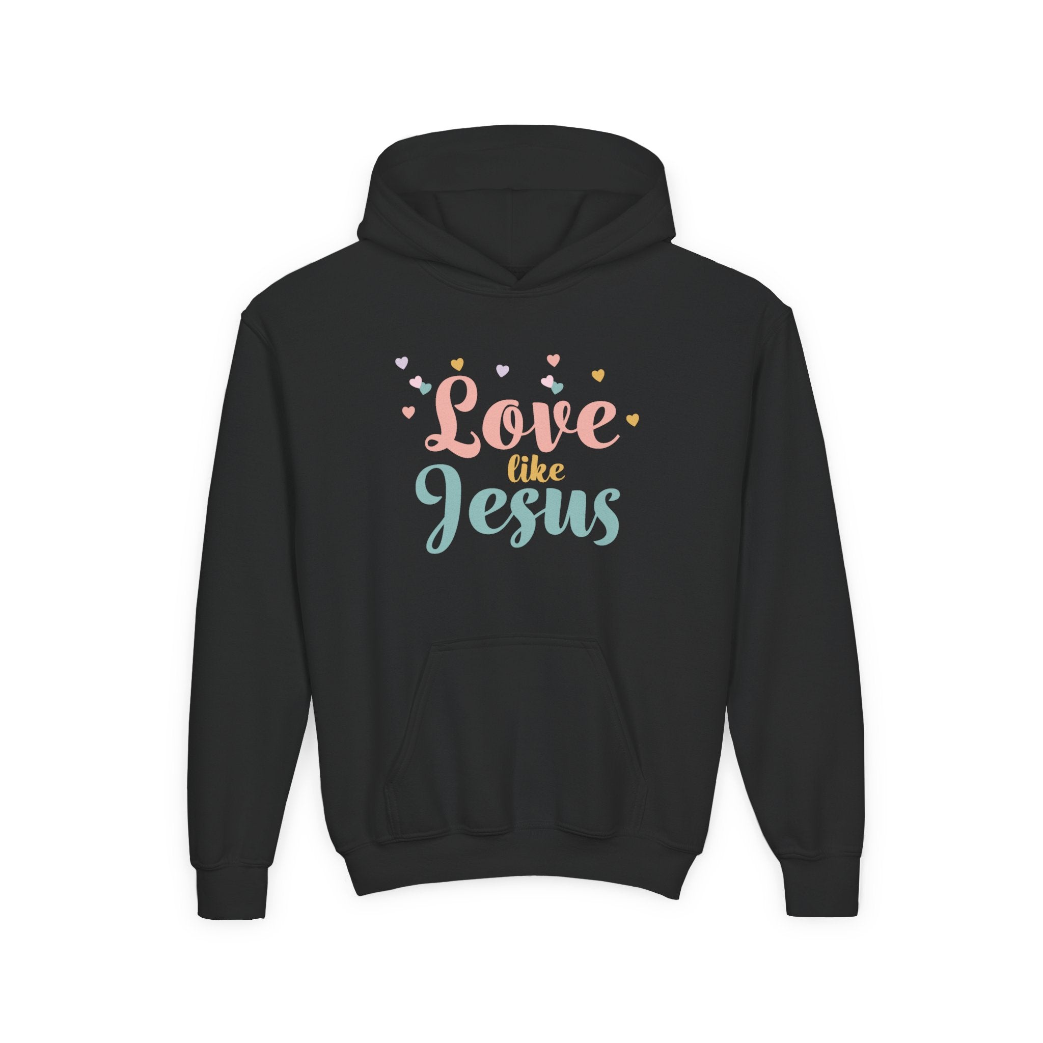 Faith Based Youth Hoodie - Love Like Jesus | Kids clothes by atgodanddesigns