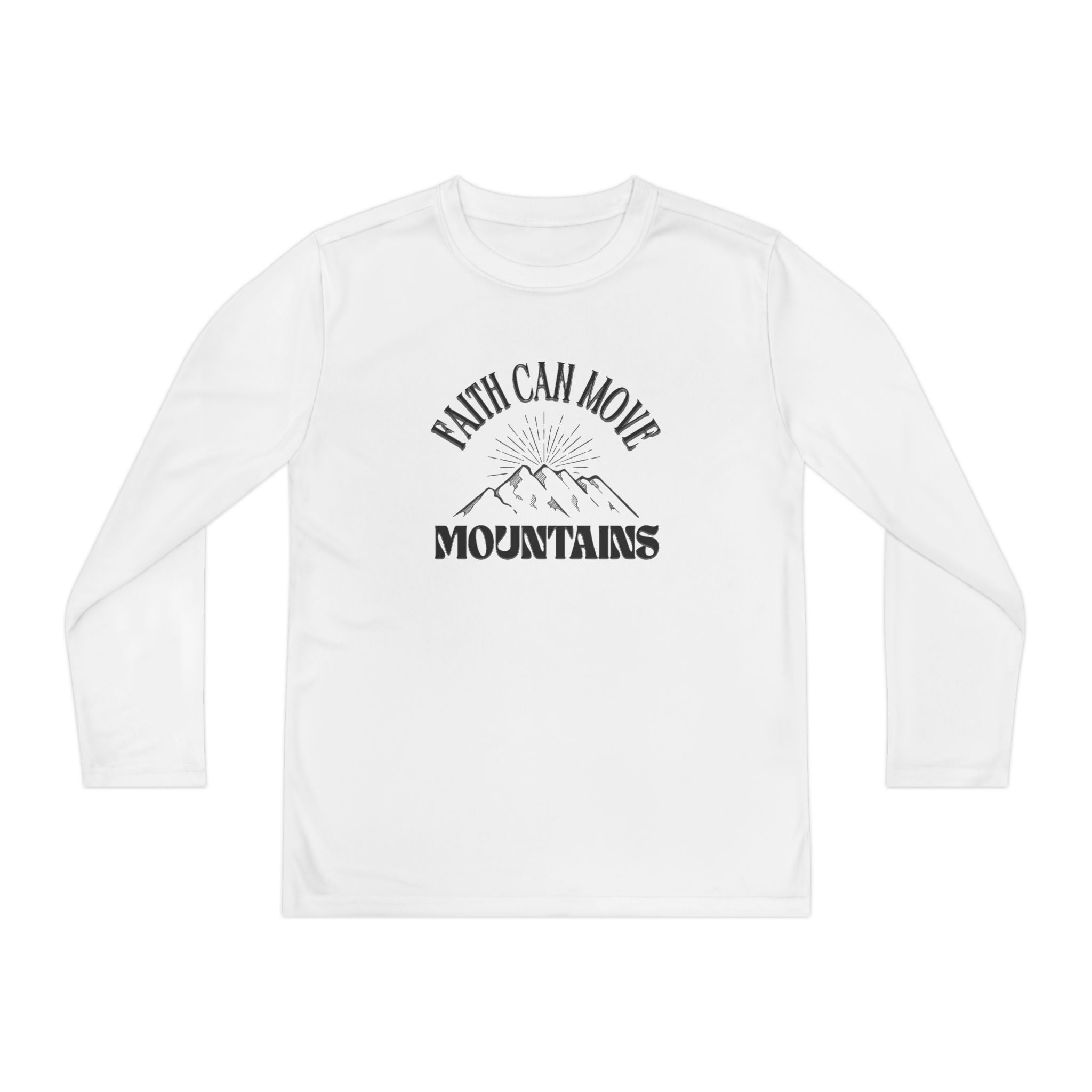 Faith Based Youth Long Sleeve T-Shirt - Faith Can Move Mountains | Kids clothes by atgodanddesigns