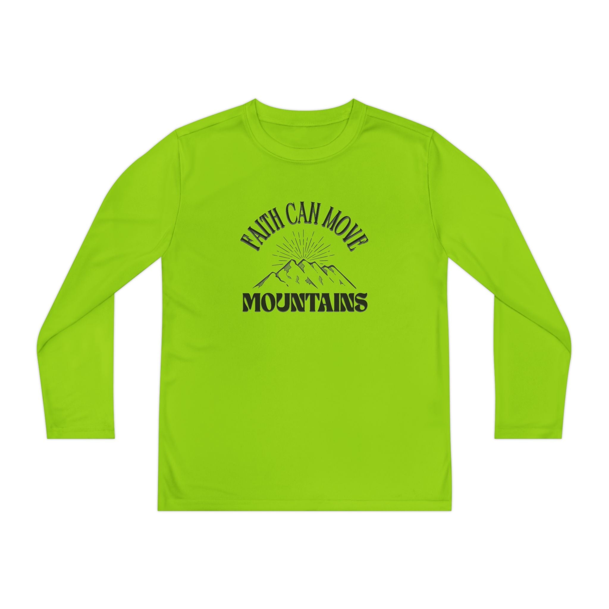 Faith Based Youth Long Sleeve T-Shirt - Faith Can Move Mountains | Kids clothes by atgodanddesigns