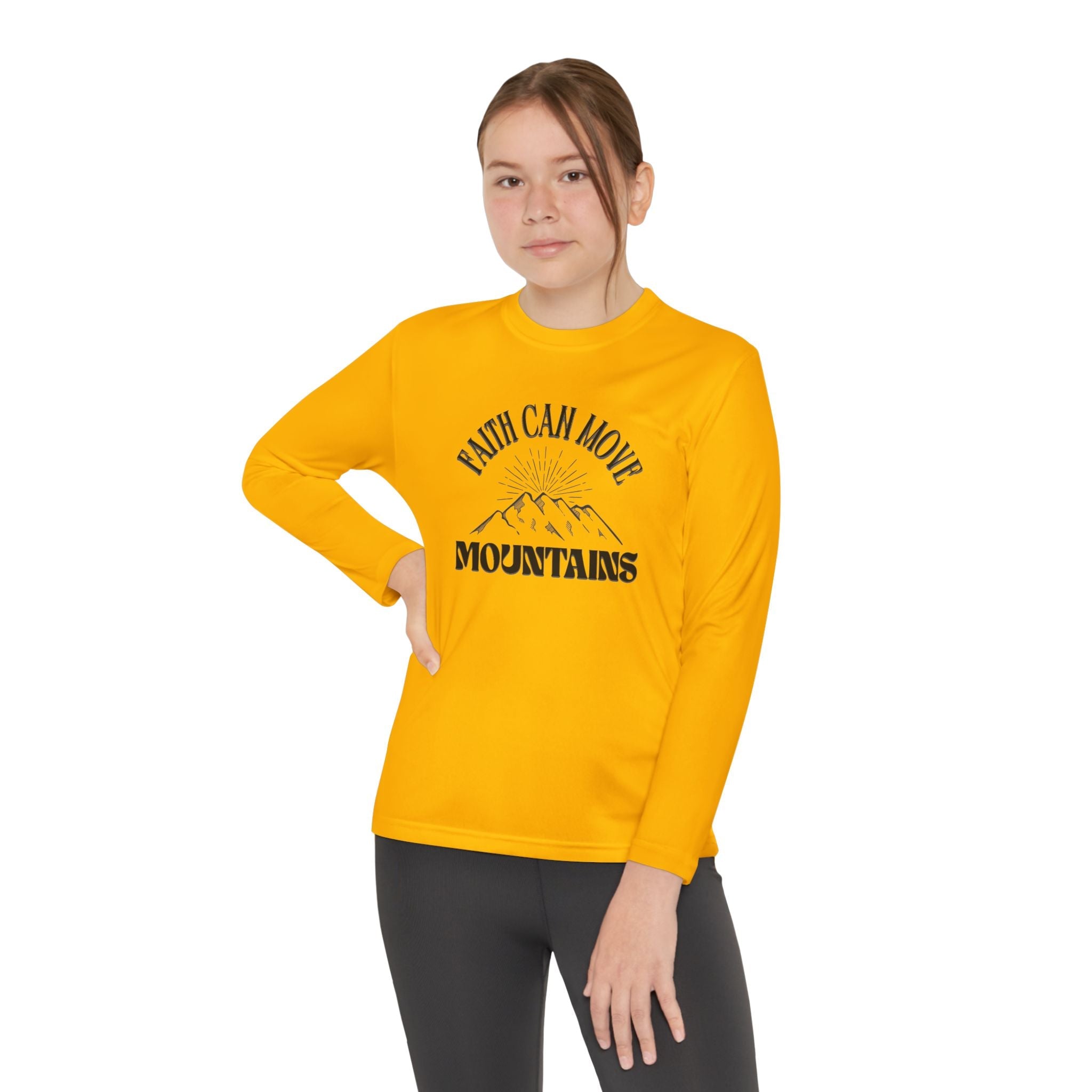 Faith Based Youth Long Sleeve T-Shirt - Faith Can Move Mountains | Kids clothes by atgodanddesigns