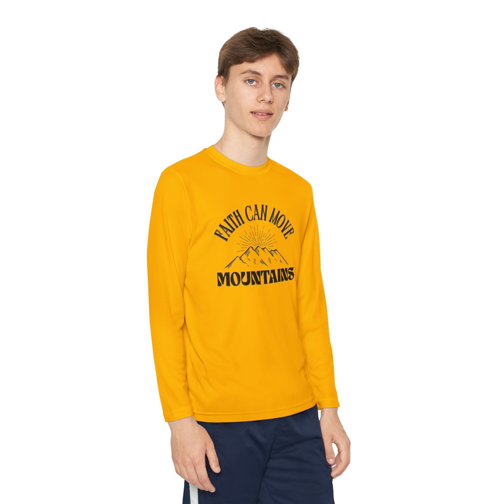 Faith Based Youth Long Sleeve T-Shirt - Faith Can Move Mountains | Kids clothes by atgodanddesigns