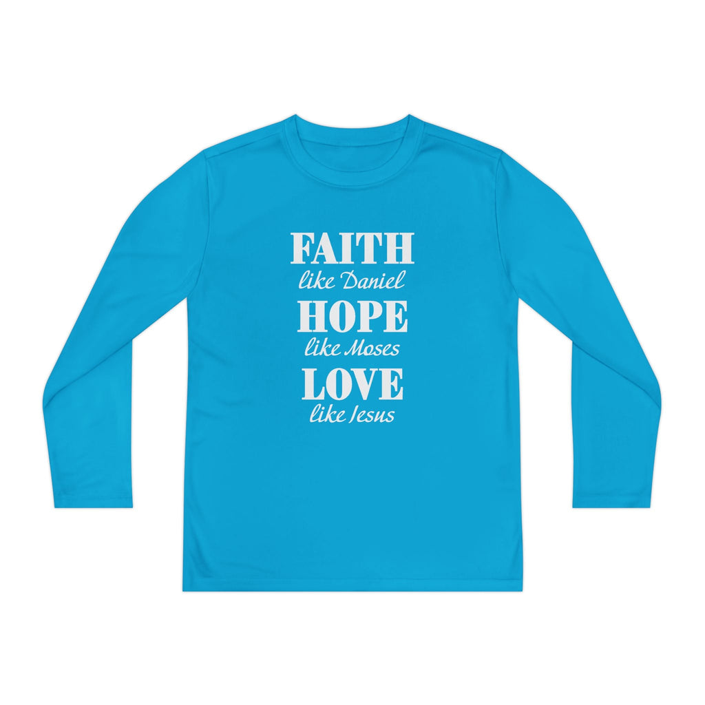 Faith Based Youth Long Sleeve T-Shirt - Faith, Hope, Love | Kids clothes by atgodanddesigns