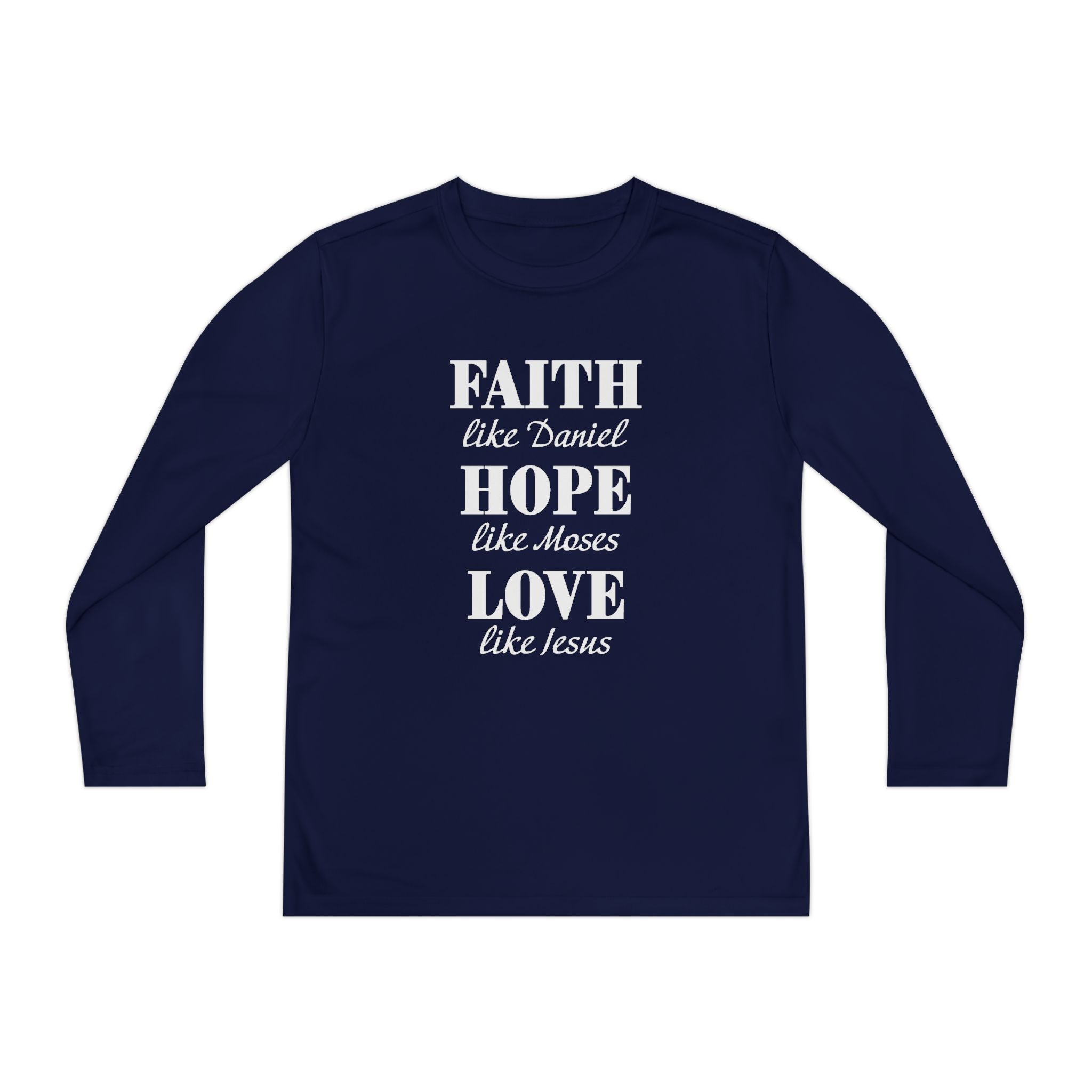 Faith Based Youth Long Sleeve T-Shirt - Faith, Hope, Love | Kids clothes by atgodanddesigns