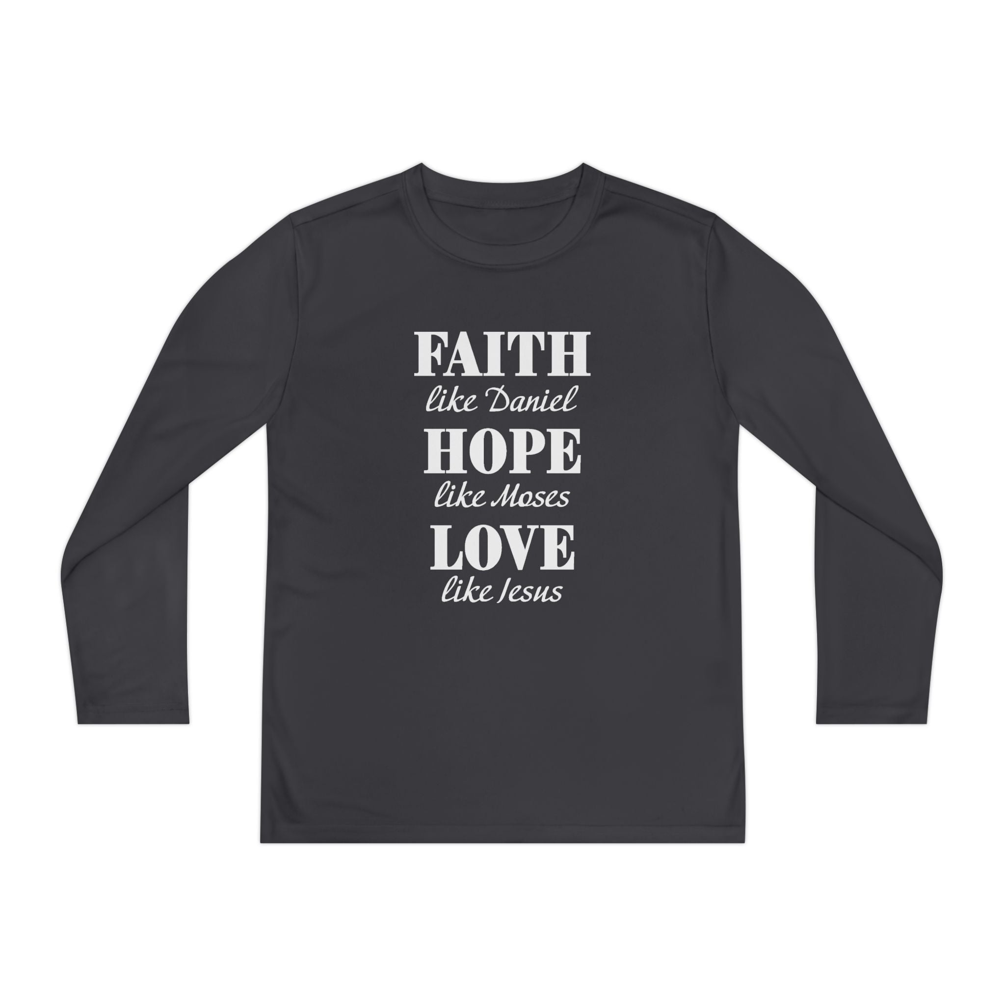 Faith Based Youth Long Sleeve T-Shirt - Faith, Hope, Love | Kids clothes by atgodanddesigns