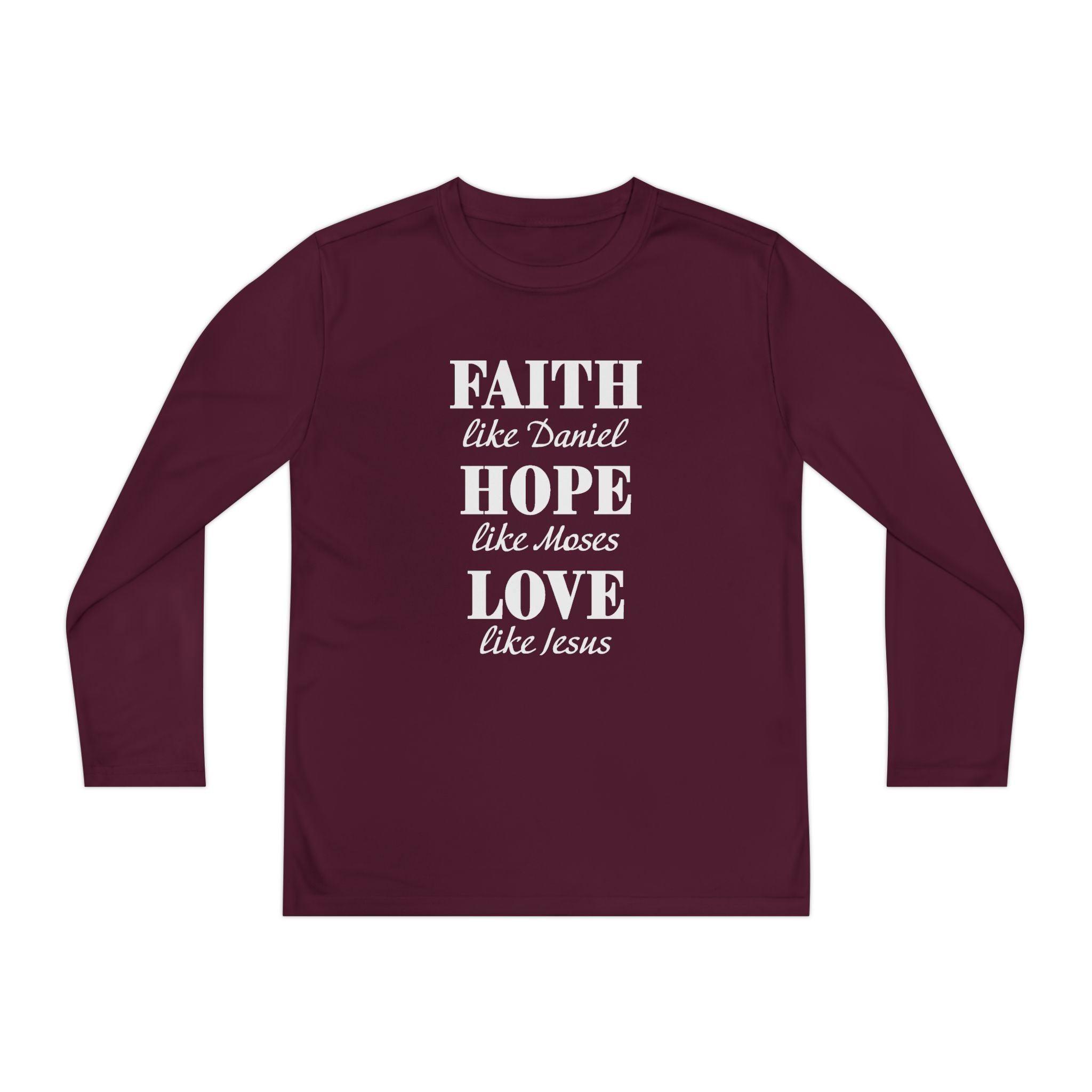 Faith Based Youth Long Sleeve T-Shirt - Faith, Hope, Love | Kids clothes by atgodanddesigns