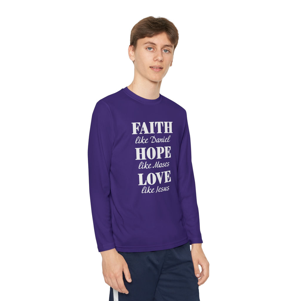 Faith Based Youth Long Sleeve T-Shirt - Faith, Hope, Love | Kids clothes by atgodanddesigns