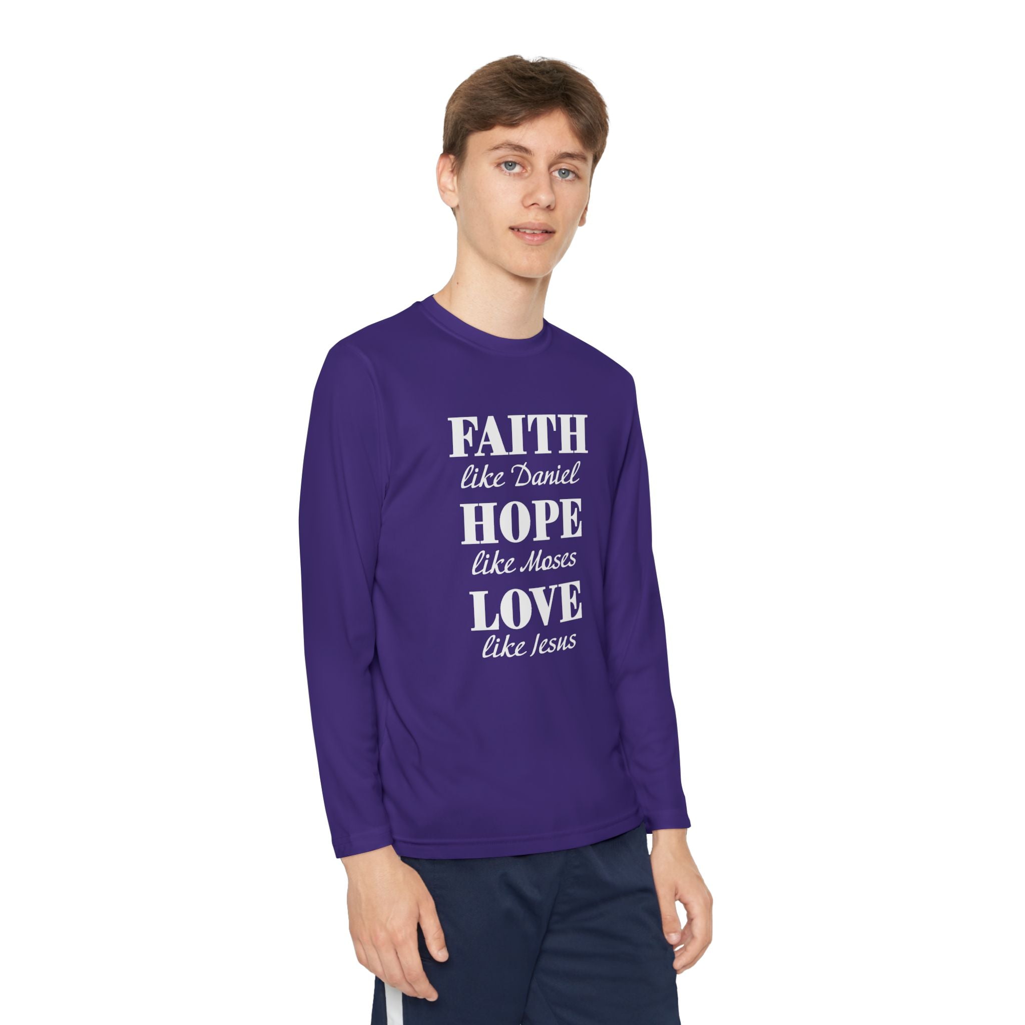 Faith Based Youth Long Sleeve T-Shirt - Faith, Hope, Love | Kids clothes by atgodanddesigns