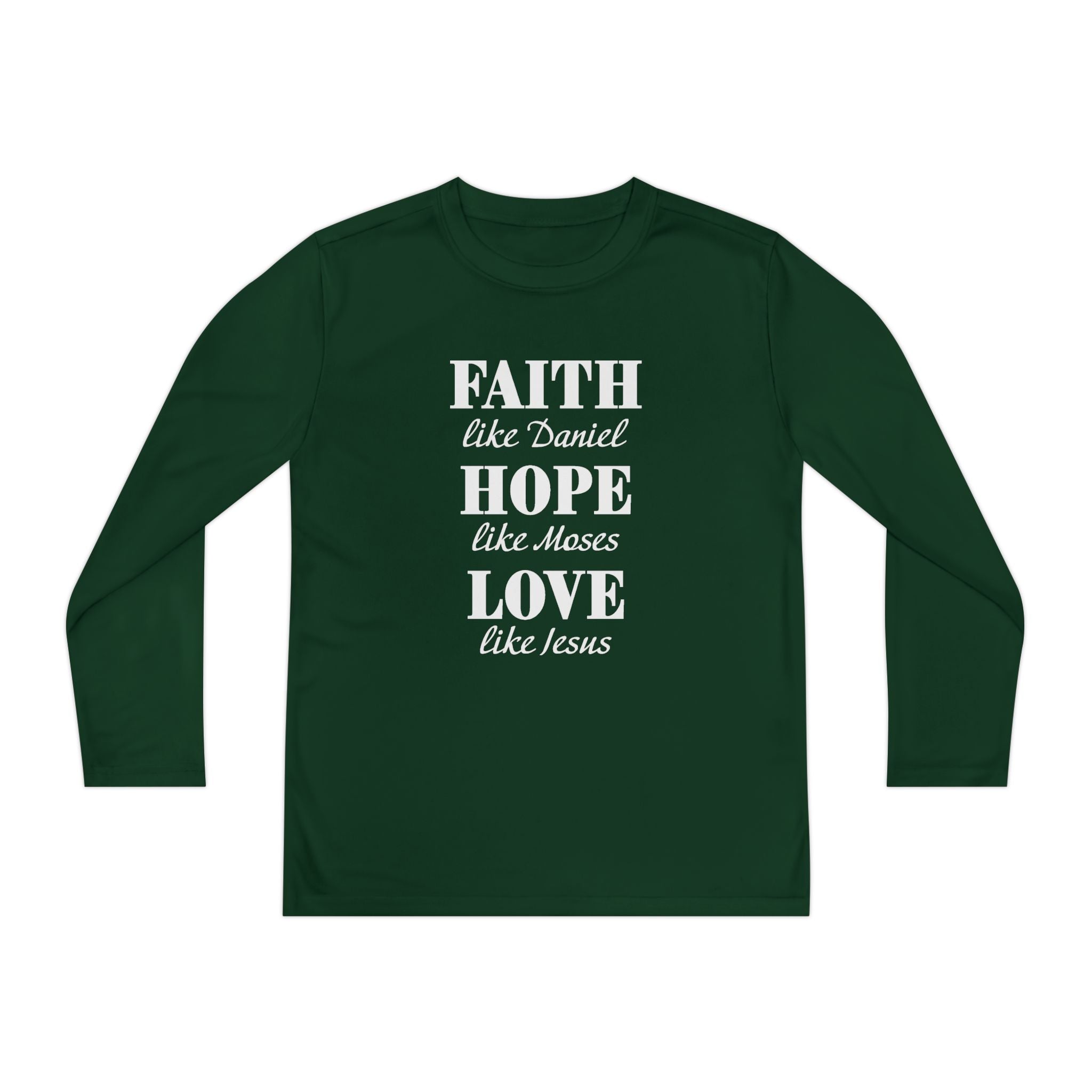 Faith Based Youth Long Sleeve T-Shirt - Faith, Hope, Love | Kids clothes by atgodanddesigns