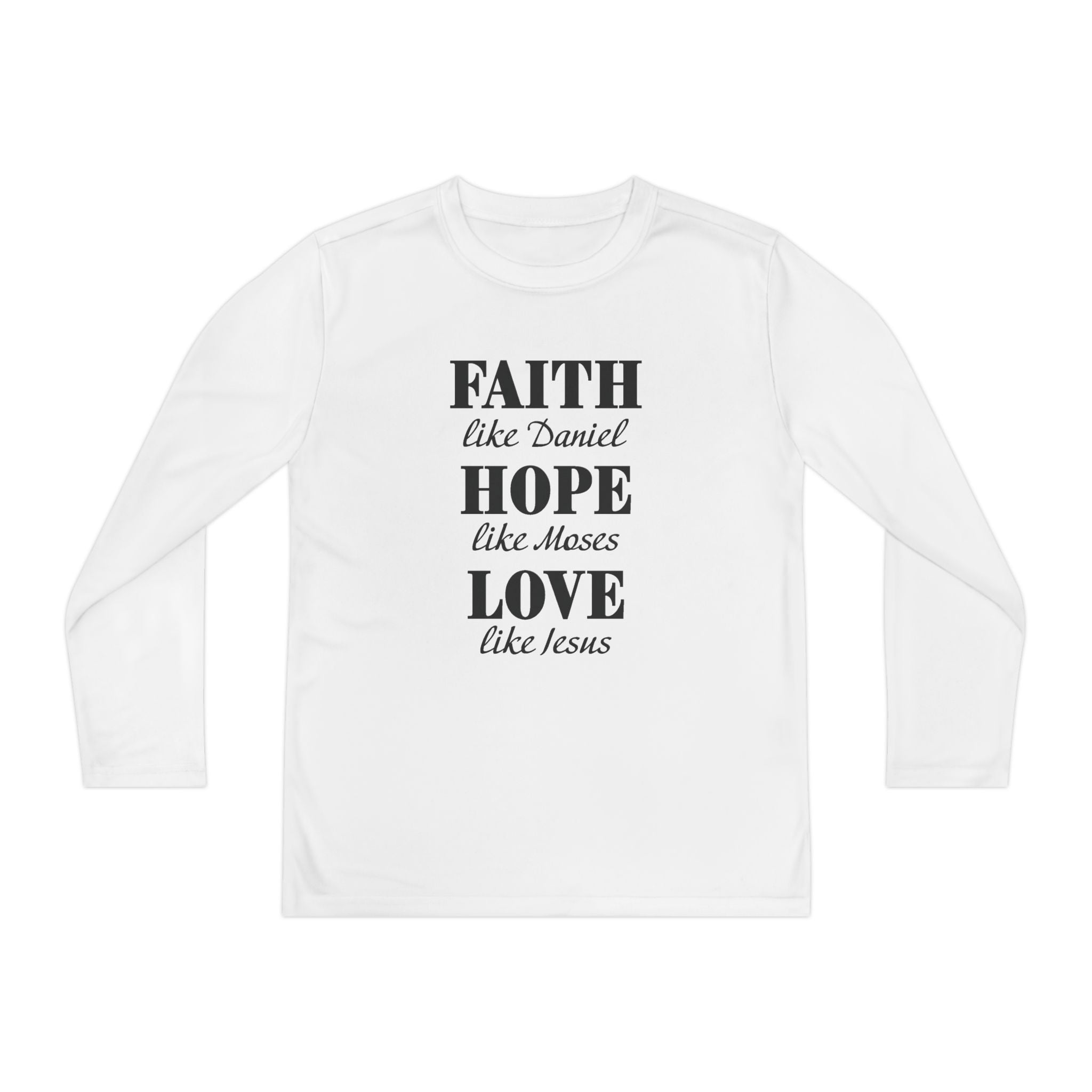 Faith Based Youth Long Sleeve T-Shirt - Faith, Hope, Love | Kids clothes by atgodanddesigns
