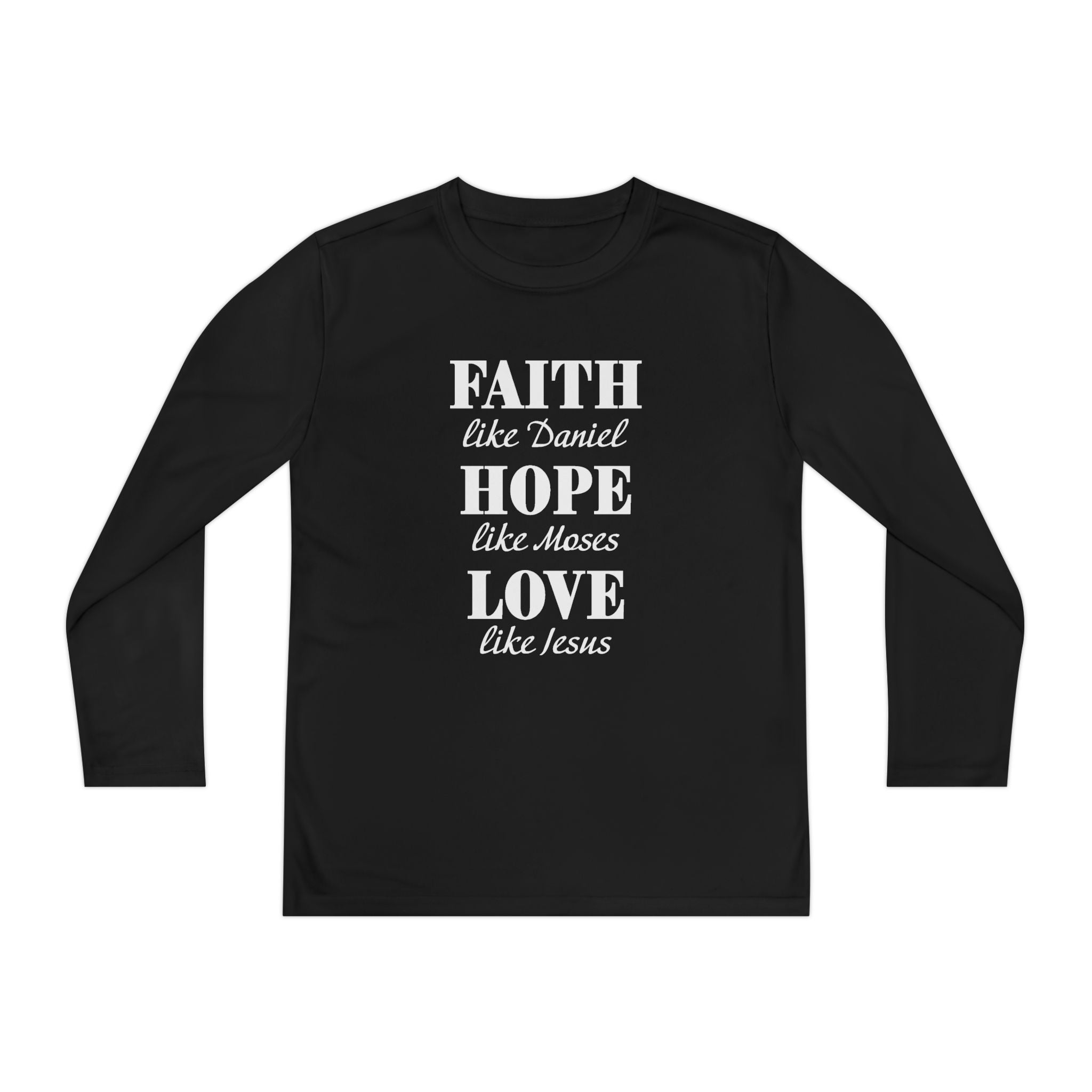 Faith Based Youth Long Sleeve T-Shirt - Faith, Hope, Love | Kids clothes by atgodanddesigns