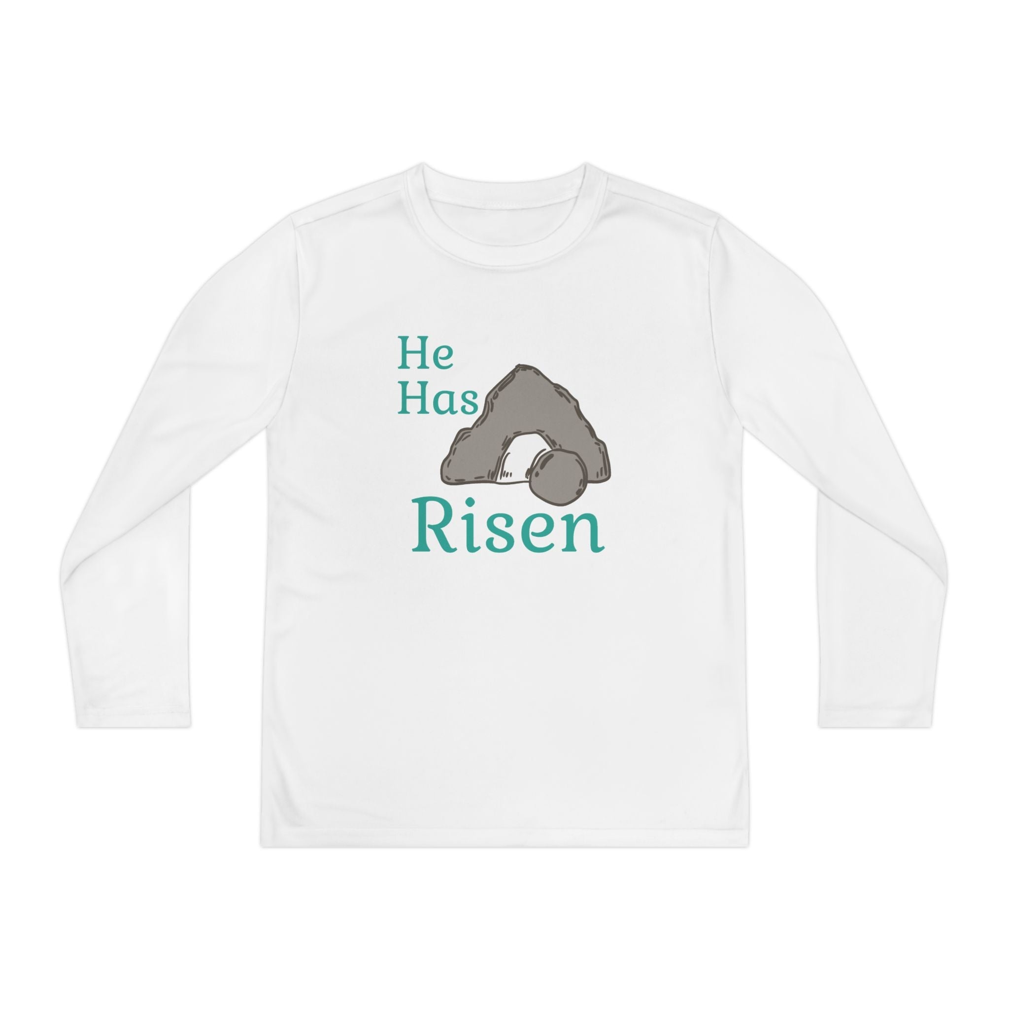 Faith Based Youth Long Sleeve T-Shirt - He Has Risen | Kids clothes by atgodanddesigns