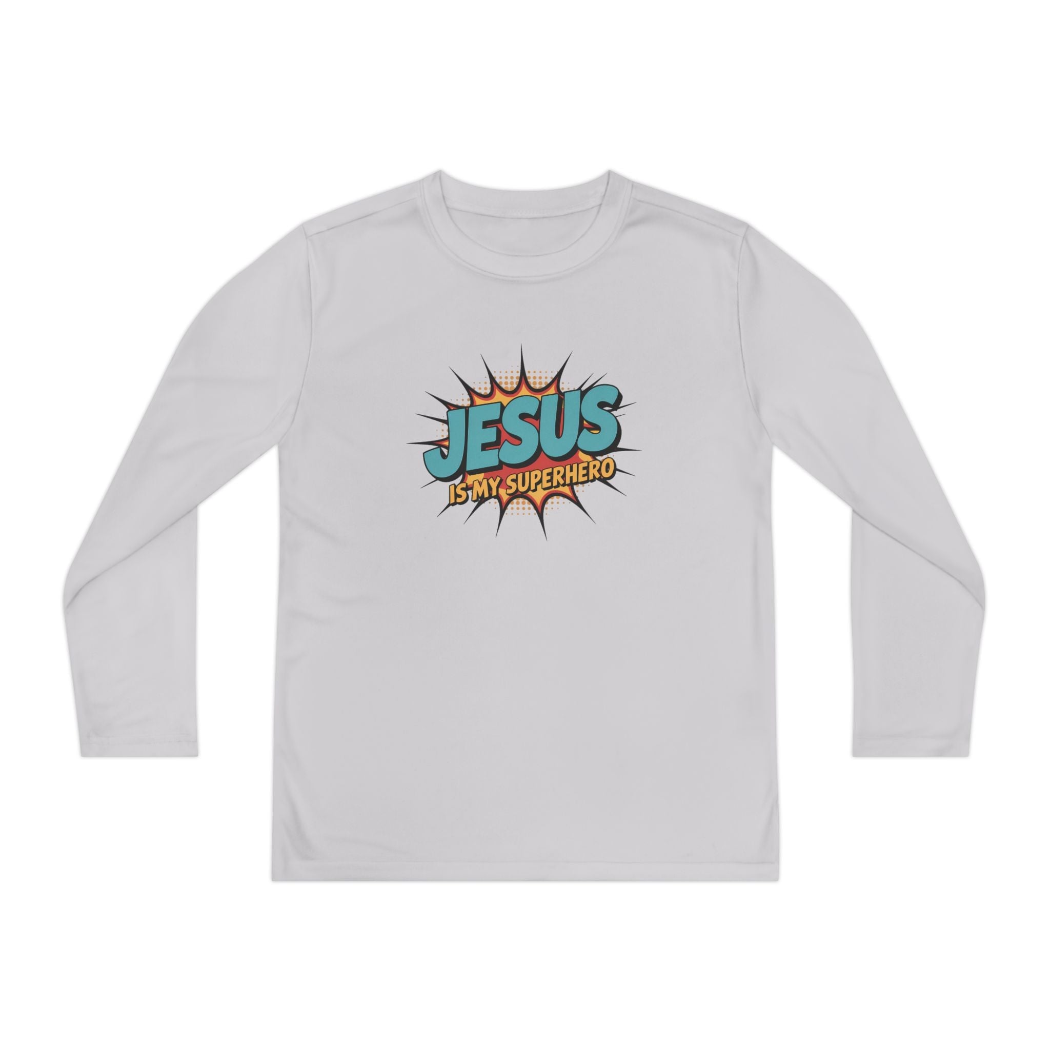Faith Based Youth Long Sleeve T-Shirt - Jesus Is My Superhero | Kids clothes by atgodanddesigns