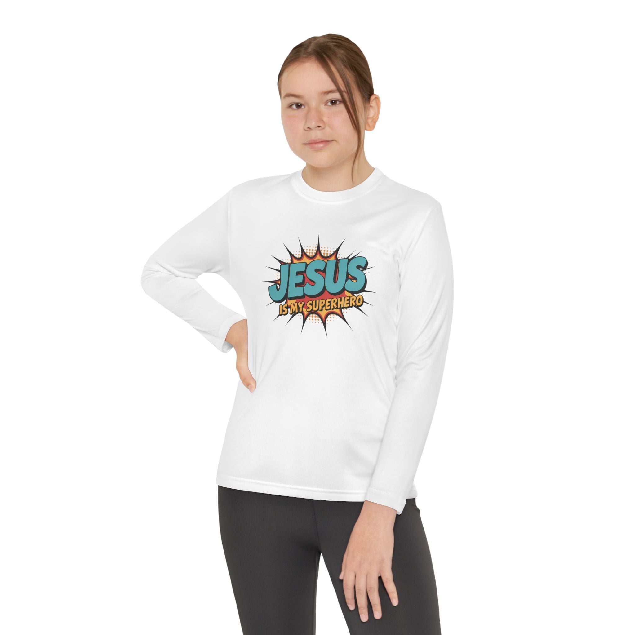 Faith Based Youth Long Sleeve T-Shirt - Jesus Is My Superhero | Kids clothes by atgodanddesigns