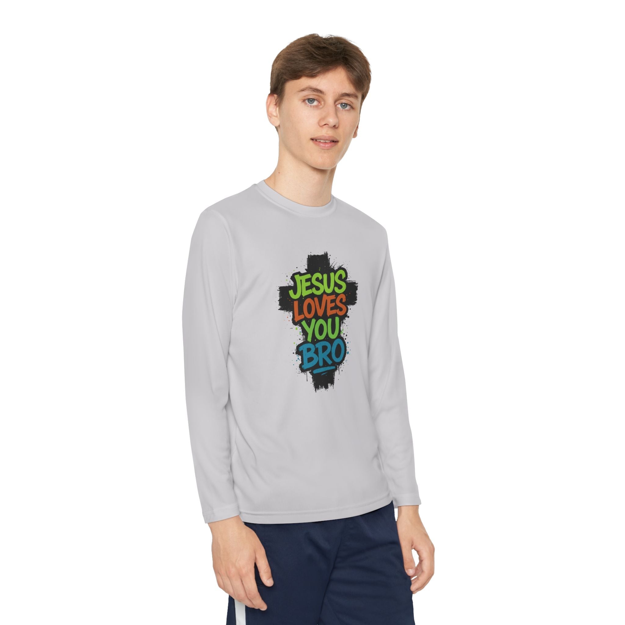 Faith Based Youth Long Sleeve T-Shirt - Jesus Loves You Bro | Kids clothes by atgodanddesigns
