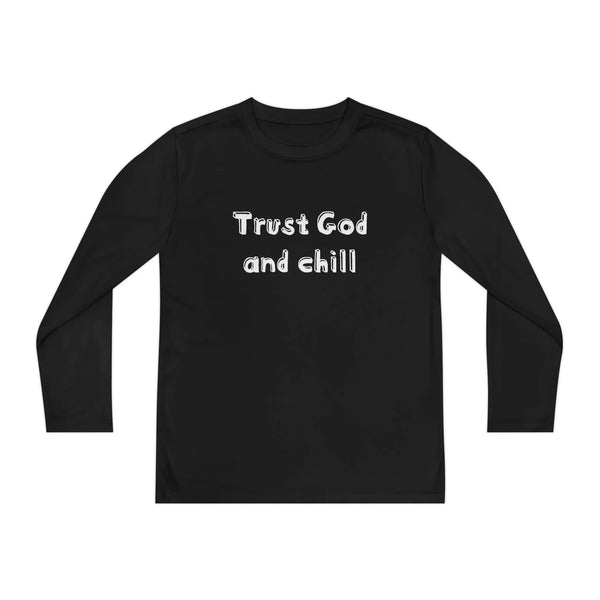 Faith Based Youth Long Sleeve T-Shirt - Trust God And Chill | Kids clothes by atgodanddesigns