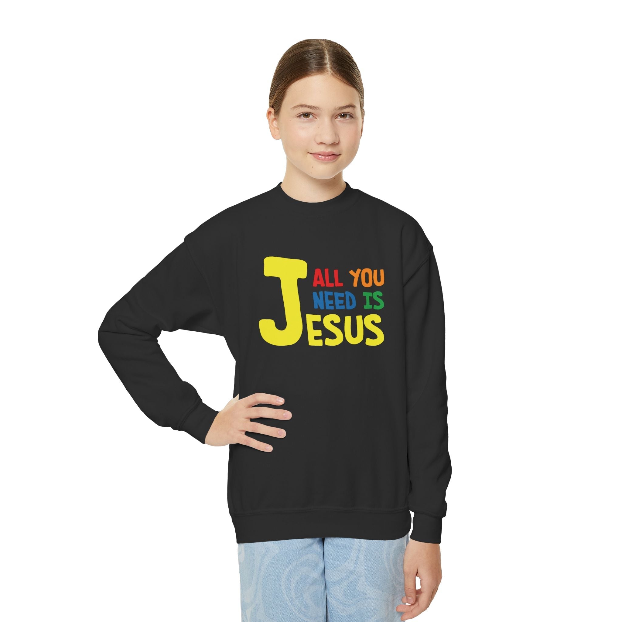 Faith Based Youth Sweatshirt - All You Need Is Jesus | Kids clothes by atgodanddesigns