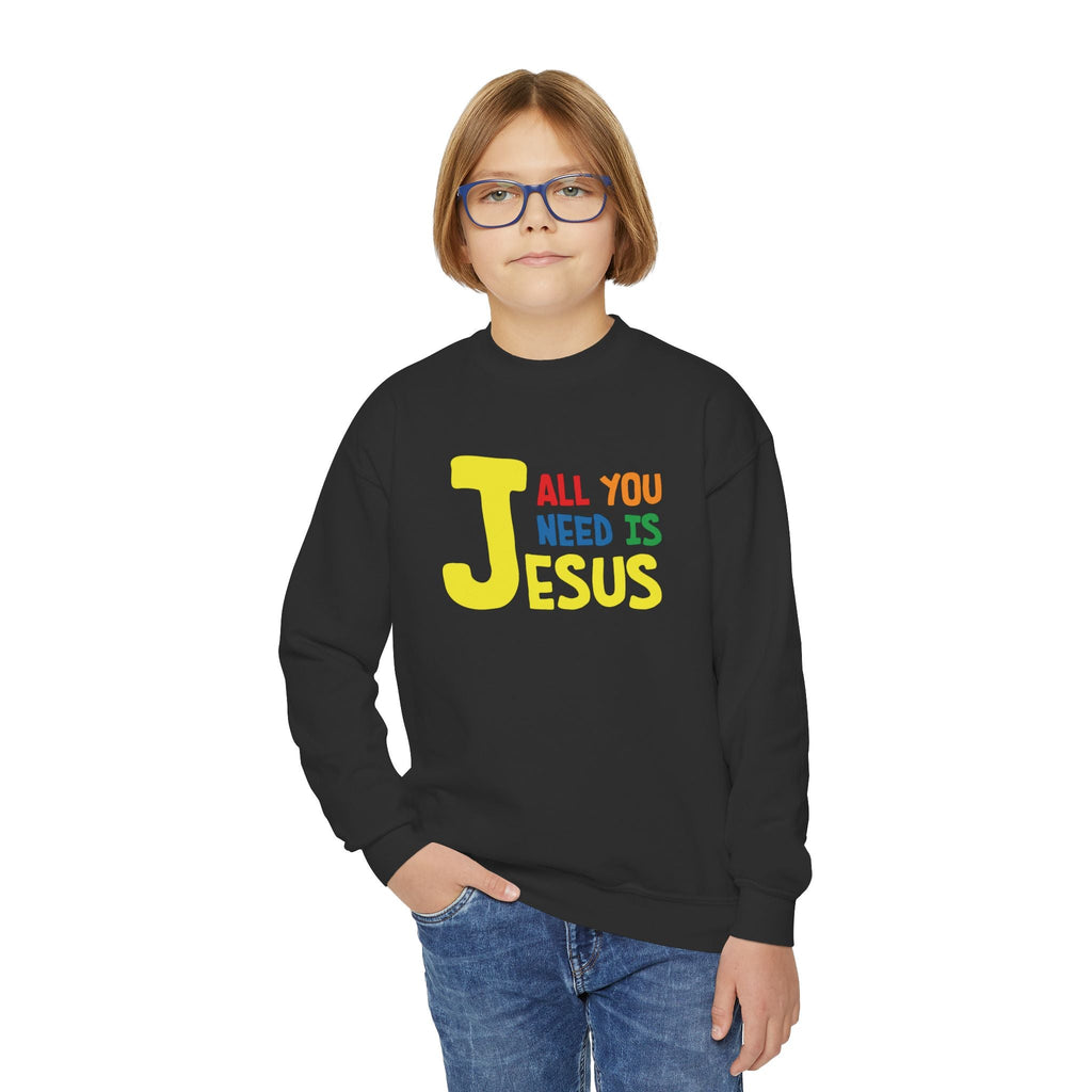 Faith Based Youth Sweatshirt - All You Need Is Jesus | Kids clothes by atgodanddesigns
