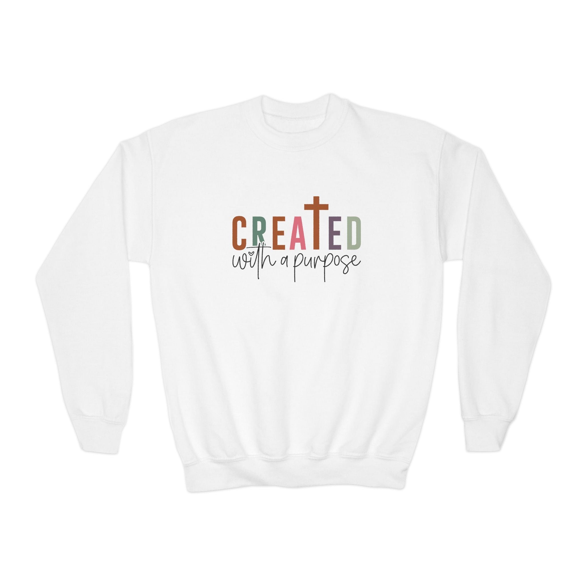 Faith Based Youth Sweatshirt - Created With A Purpose | Kids clothes by atgodanddesigns