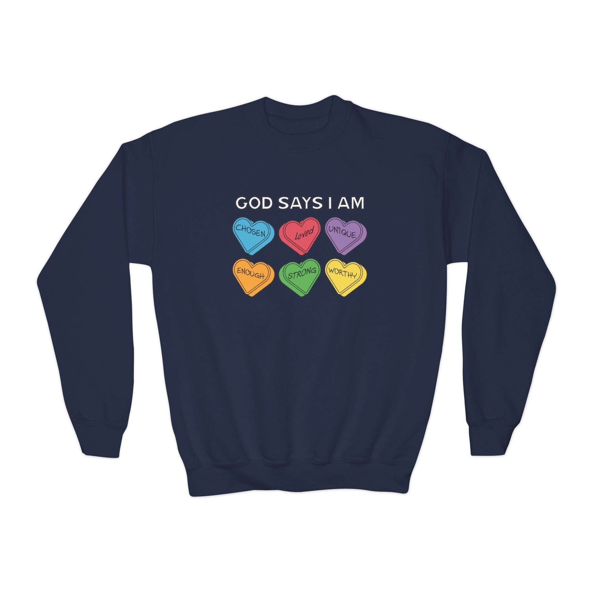 Faith Based Youth Sweatshirt - God Says I Am | Kids clothes by atgodanddesigns