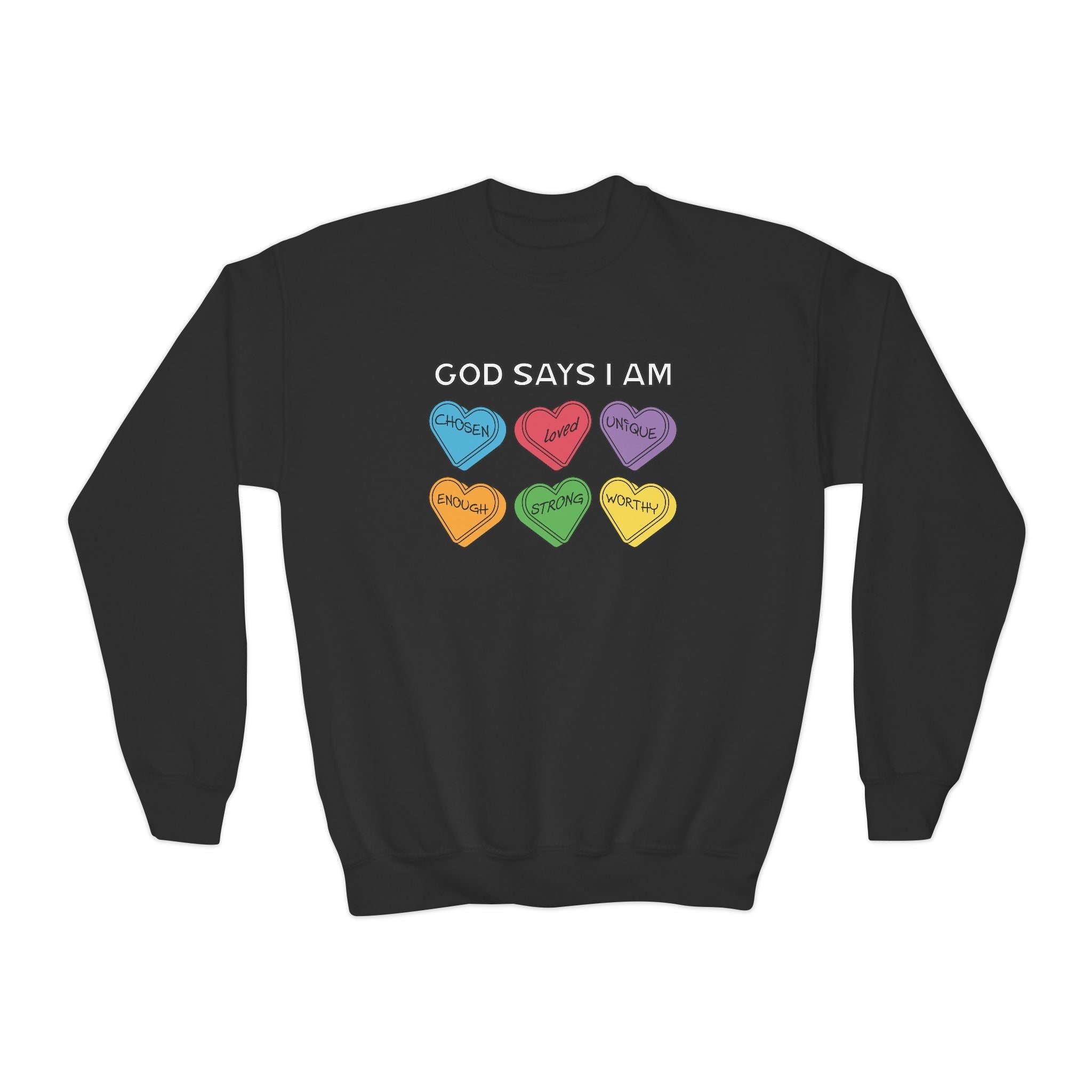 Faith Based Youth Sweatshirt - God Says I Am | Kids clothes by atgodanddesigns