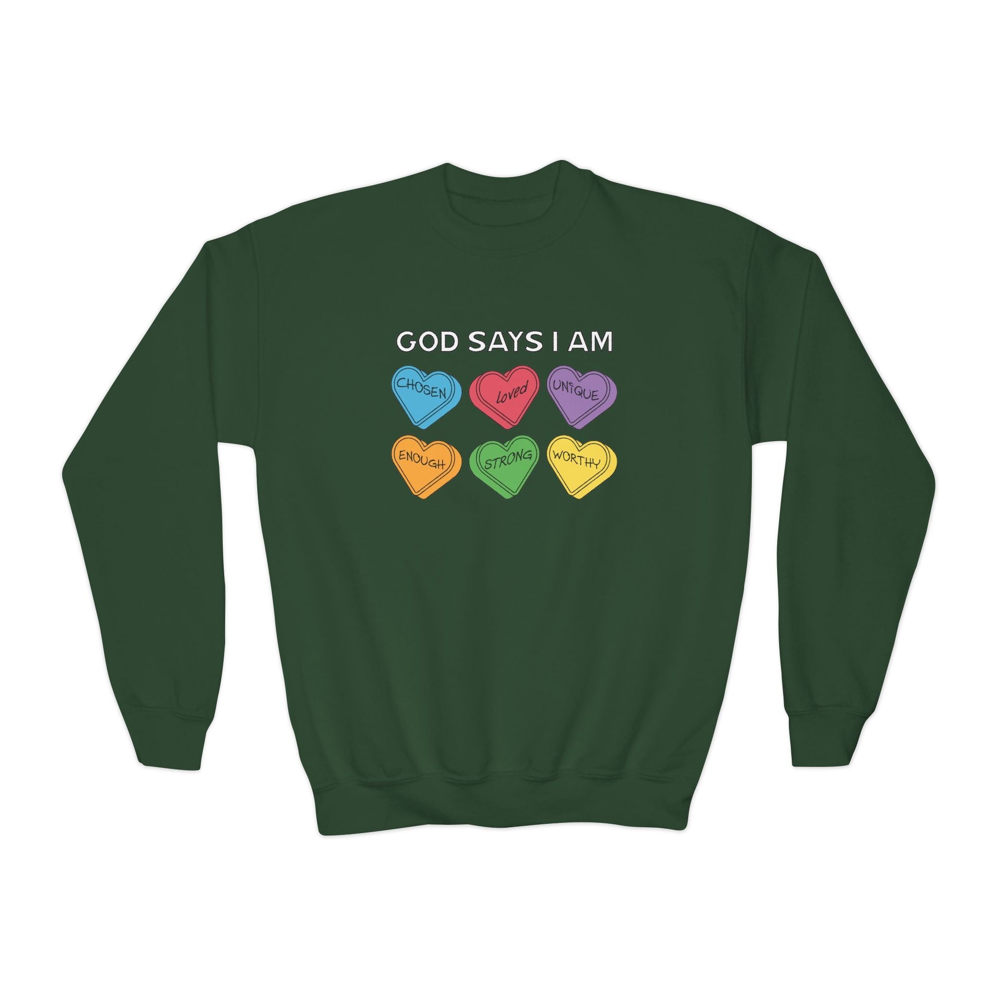Faith Based Youth Sweatshirt - God Says I Am | Kids clothes by atgodanddesigns