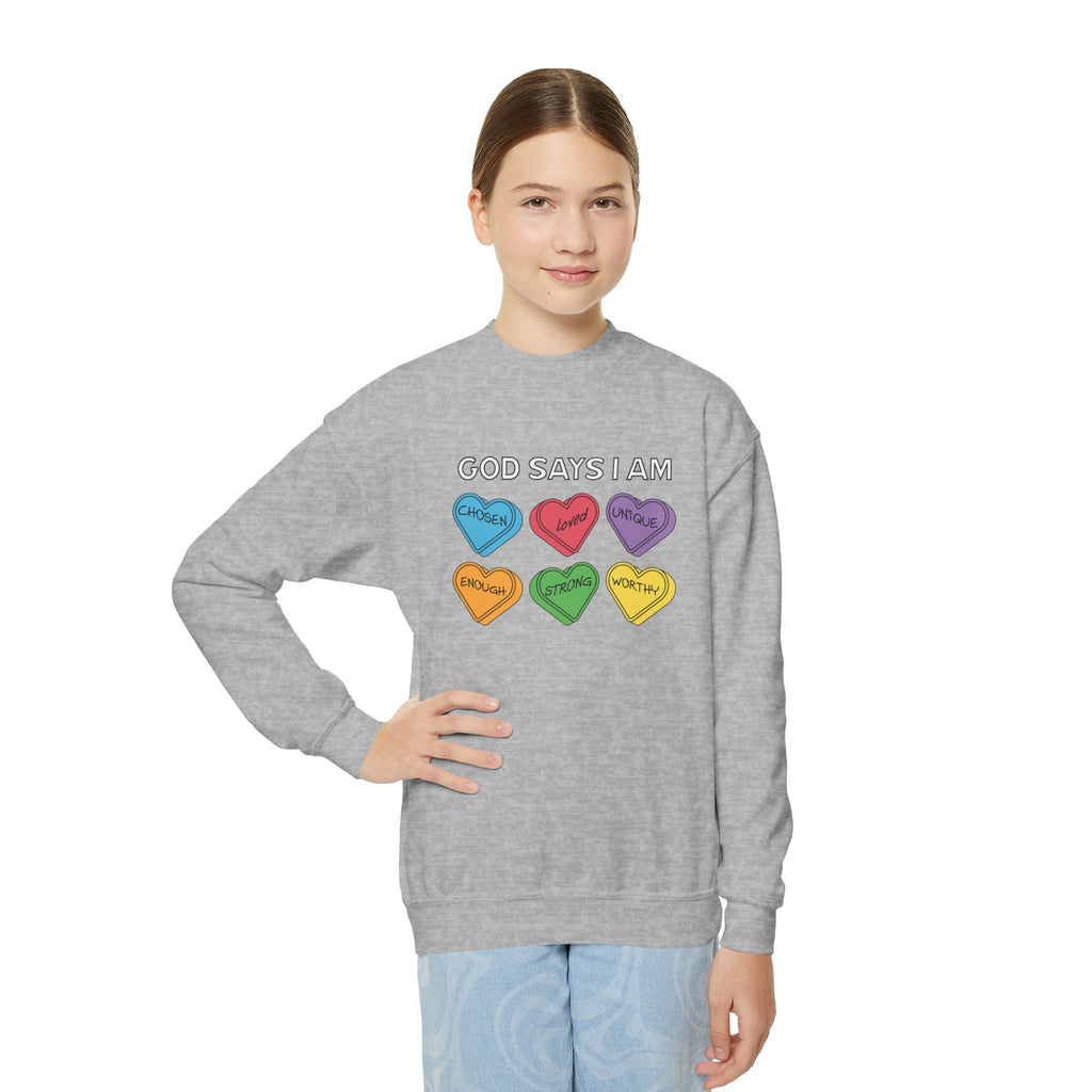Faith Based Youth Sweatshirt - God Says I Am | Kids clothes by atgodanddesigns