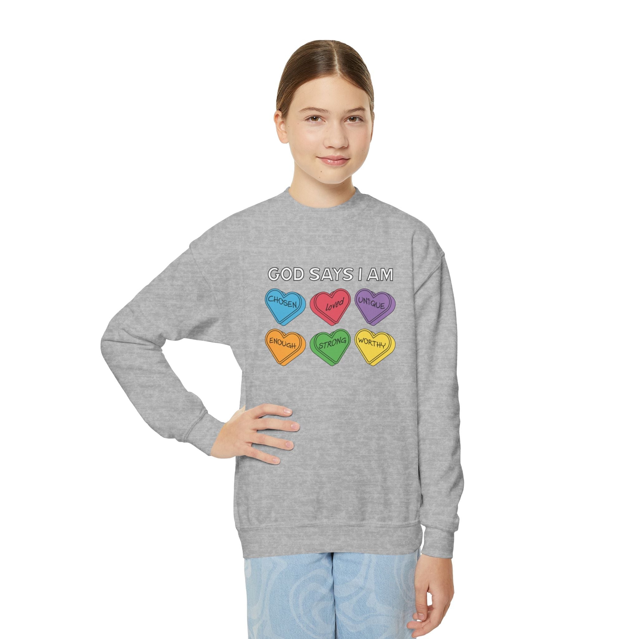 Faith Based Youth Sweatshirt - God Says I Am | Kids clothes by atgodanddesigns
