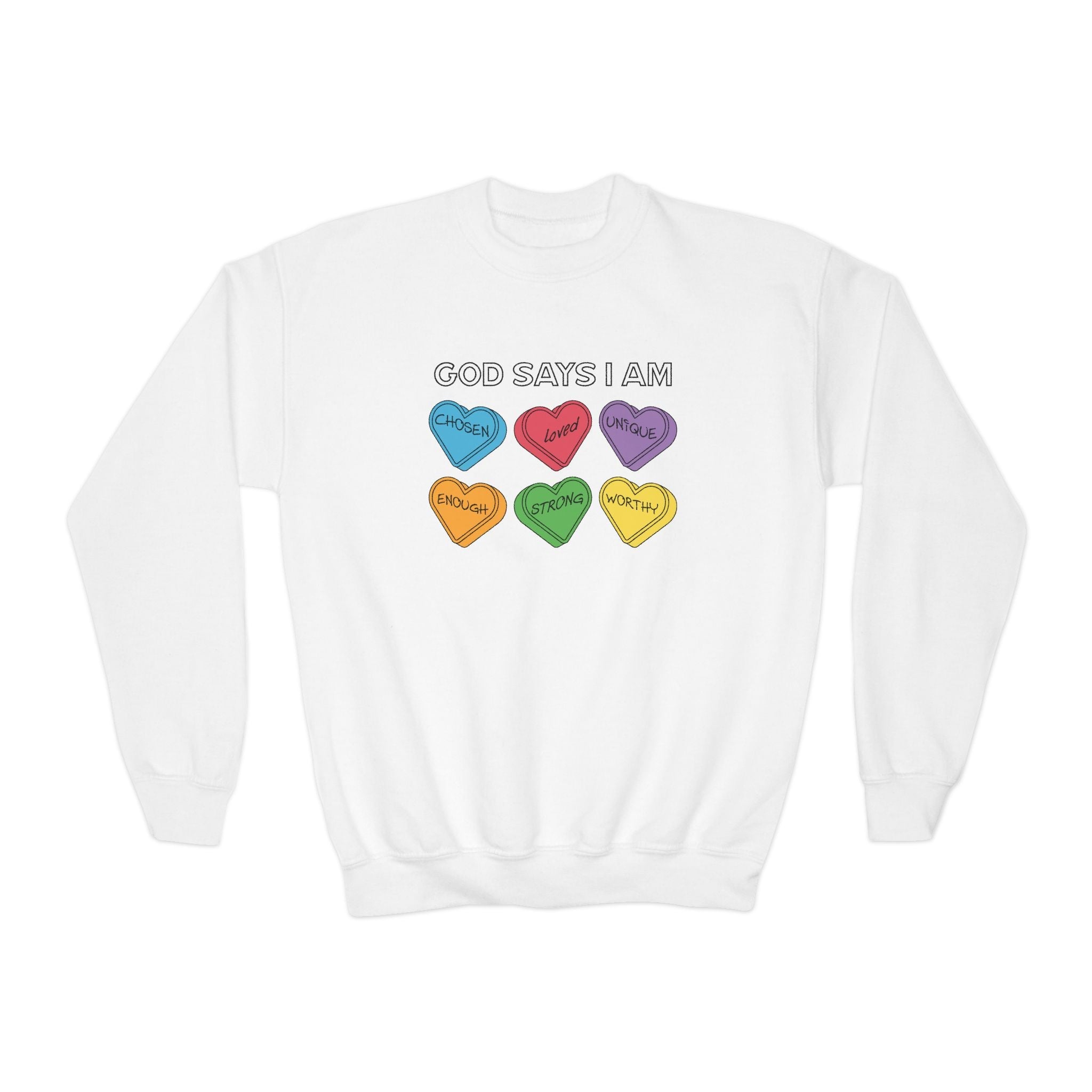 Faith Based Youth Sweatshirt - God Says I Am | Kids clothes by atgodanddesigns