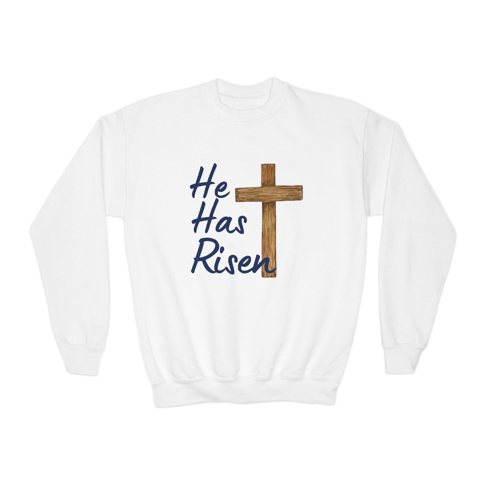 Faith Based Youth Sweatshirt - He Has Risen | Kids clothes by atgodanddesigns