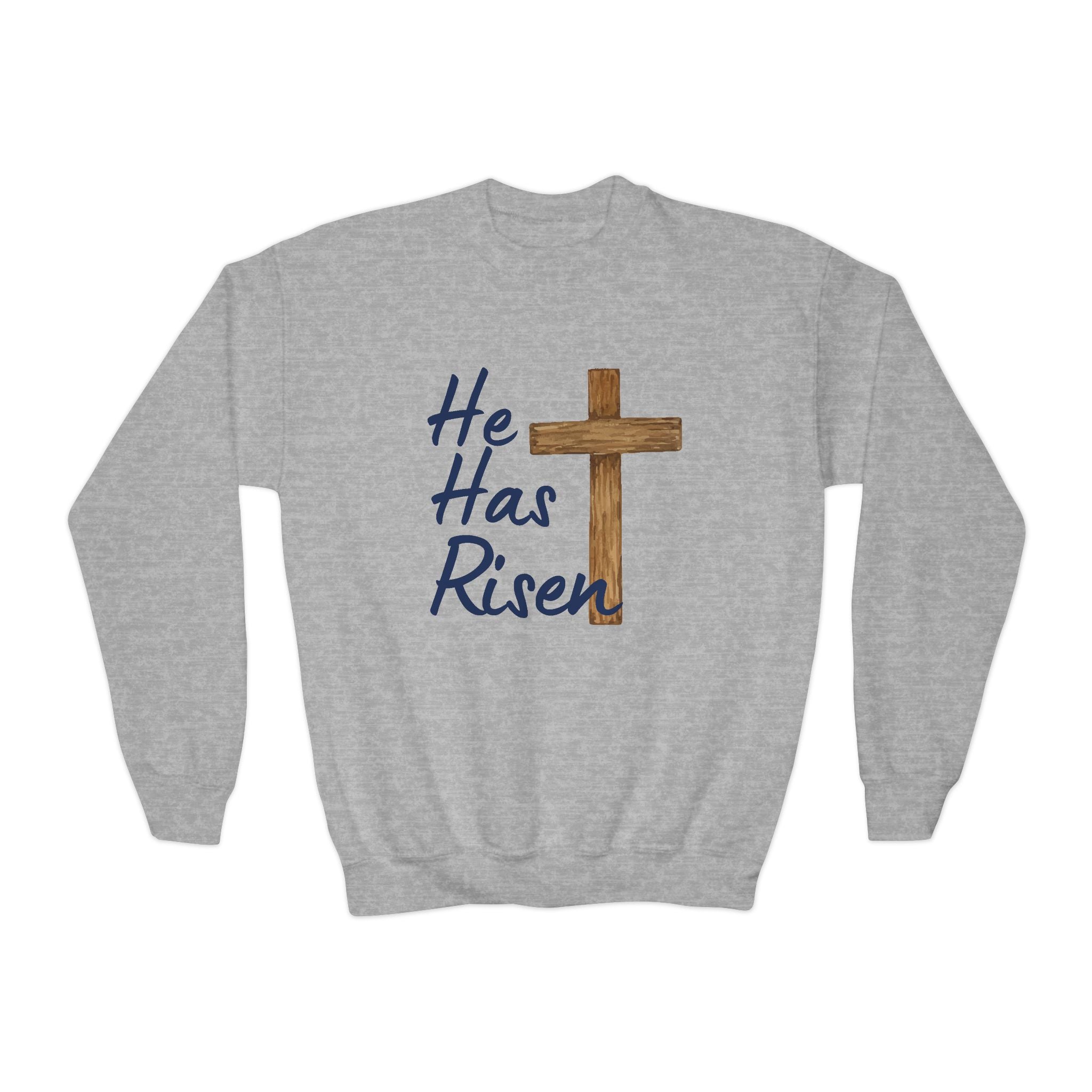 Faith Based Youth Sweatshirt - He Has Risen | Kids clothes by atgodanddesigns