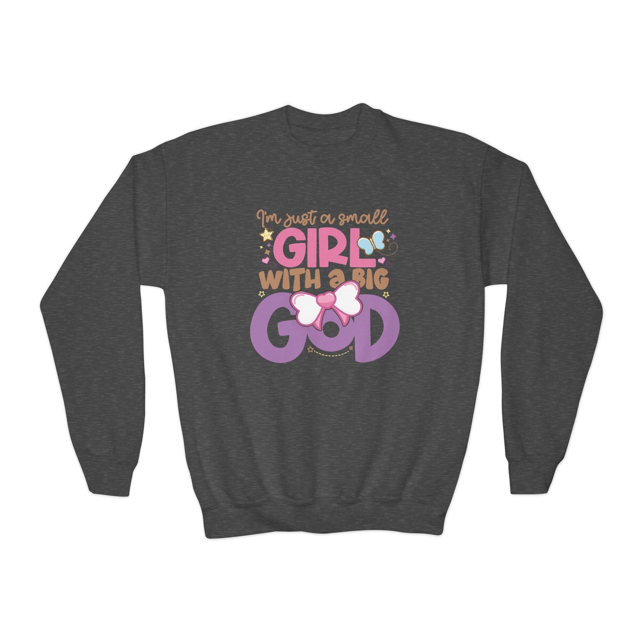 Faith Based Youth Sweatshirt - I'm Just A Small Girl With A Big God | Kids clothes by atgodanddesigns