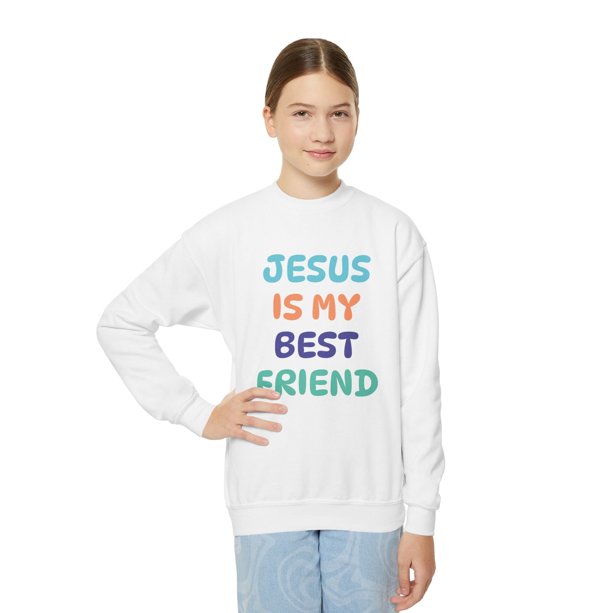 Faith Based Youth Sweatshirt - Jesus Is My Best Friend | Kids clothes by atgodanddesigns