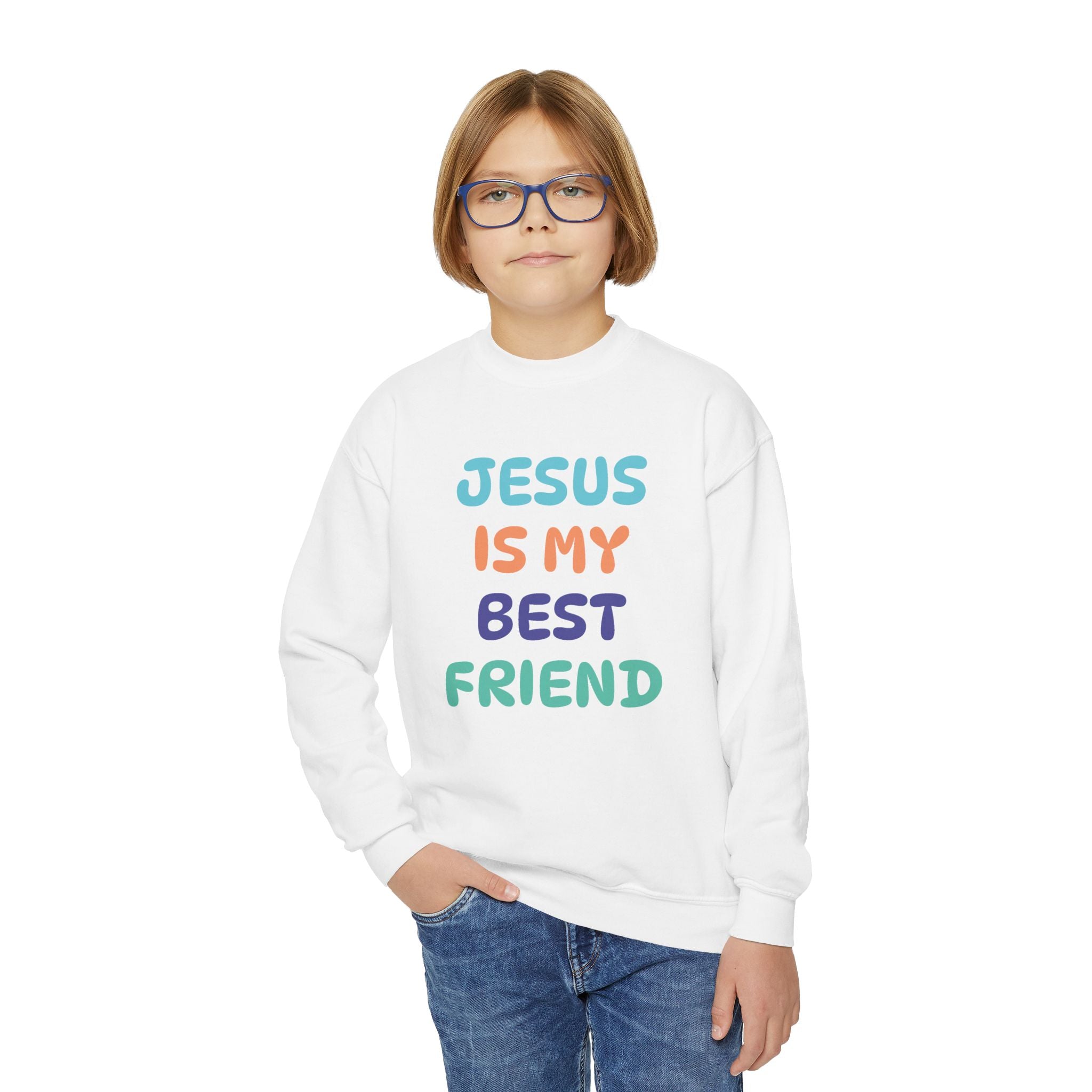 Faith Based Youth Sweatshirt - Jesus Is My Best Friend | Kids clothes by atgodanddesigns