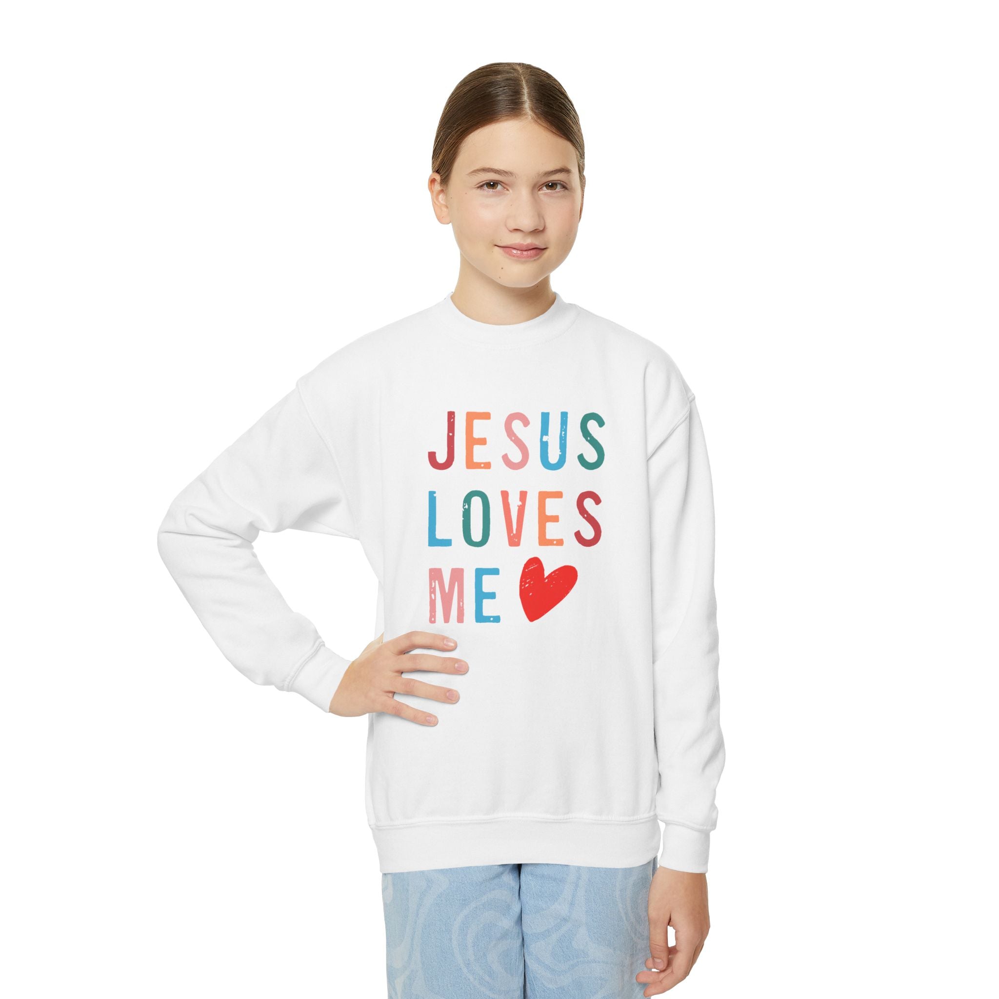 Faith Based Youth Sweatshirt - Jesus Loves Me | Kids clothes by atgodanddesigns