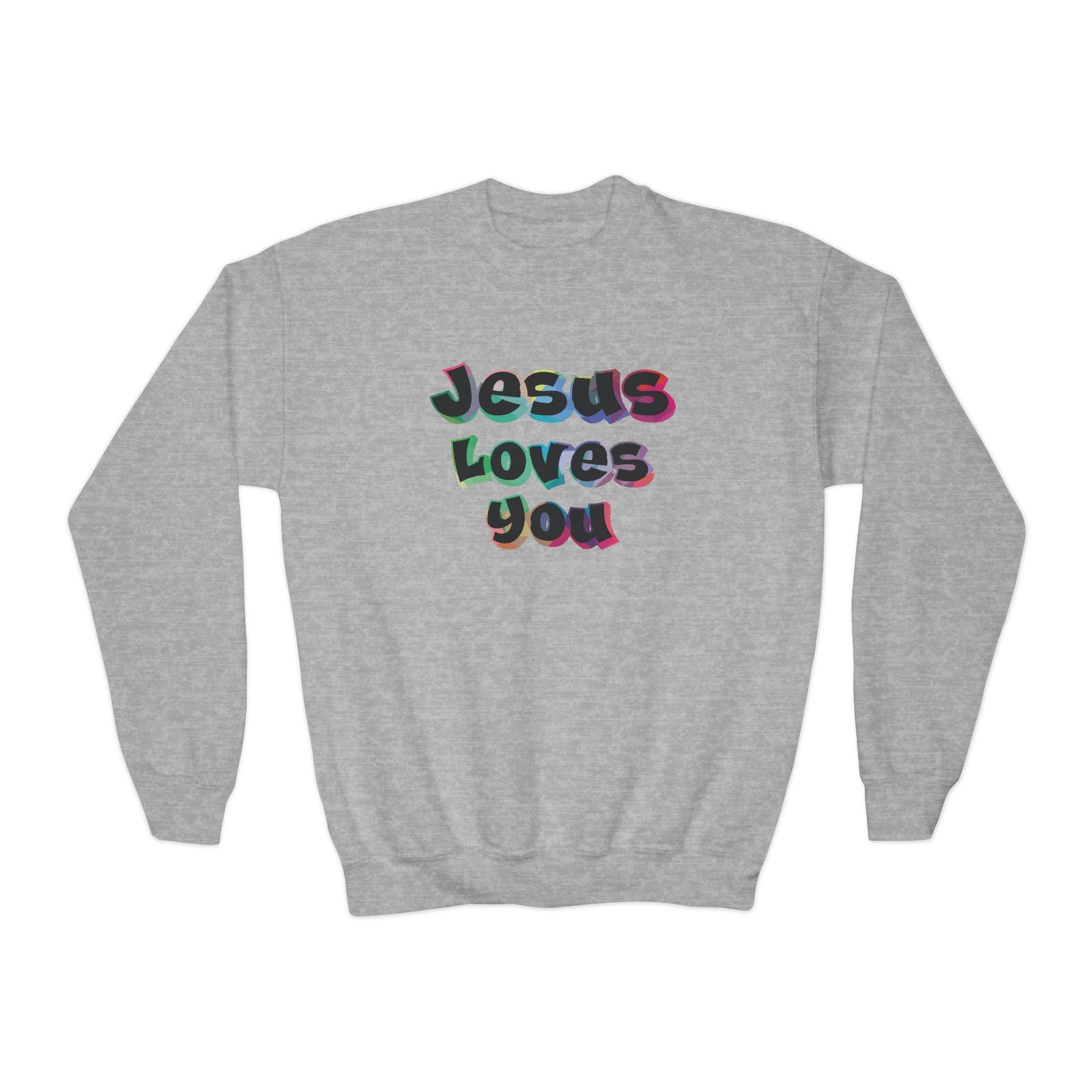 Faith Based Youth Sweatshirt - Jesus Loves You | Kids clothes by atgodanddesigns