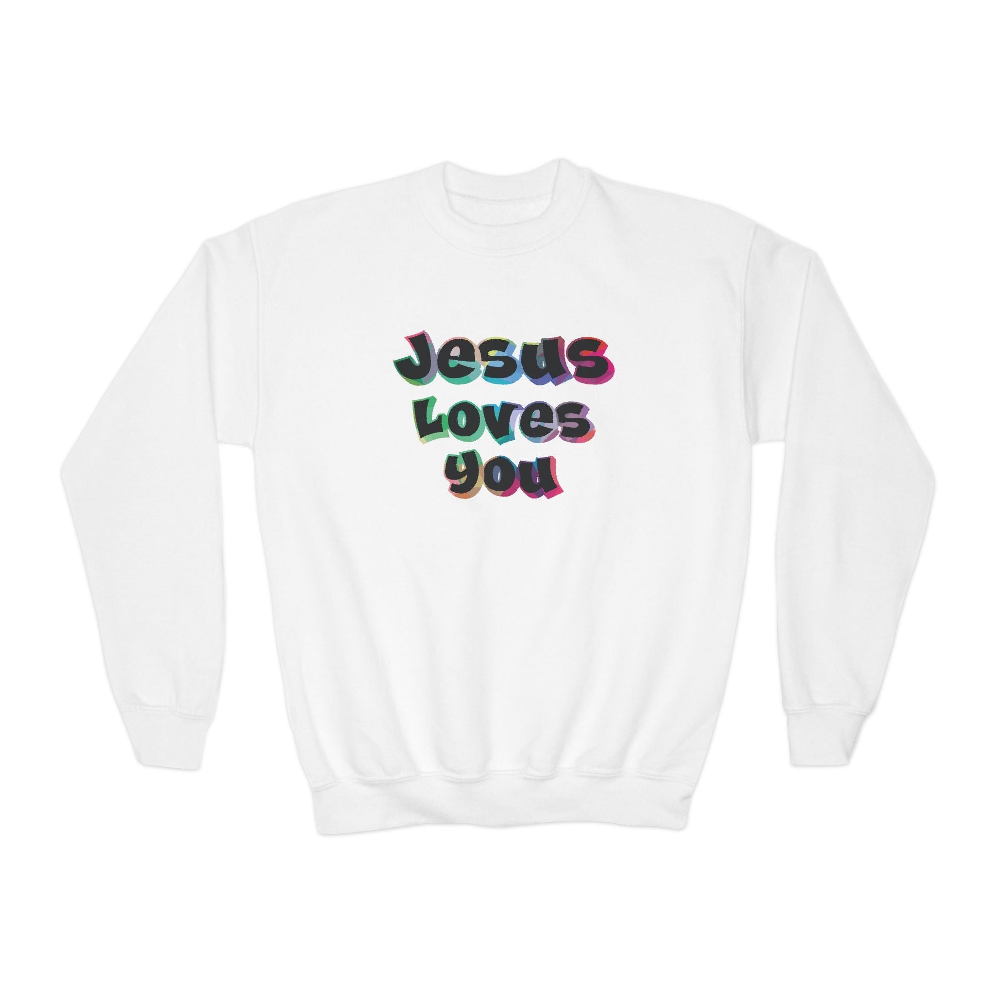 Faith Based Youth Sweatshirt - Jesus Loves You | Kids clothes by atgodanddesigns