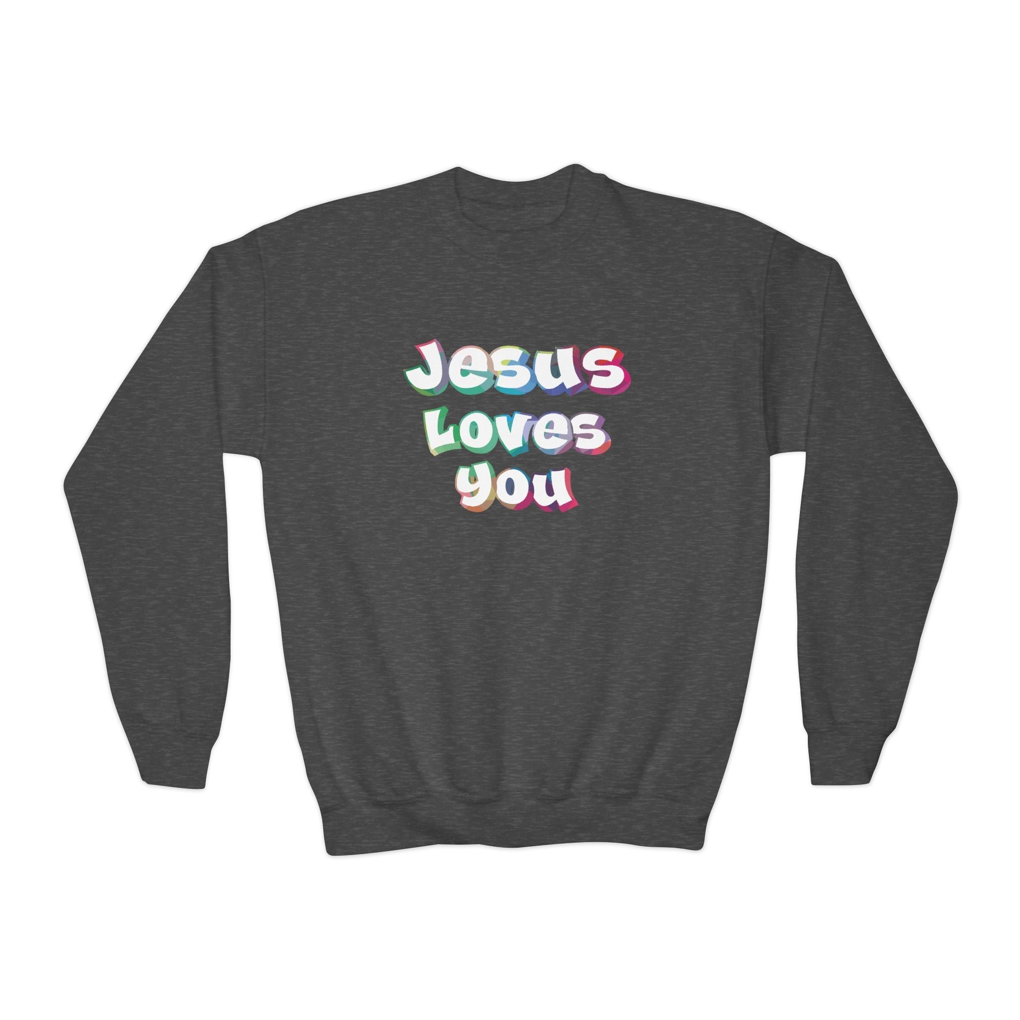 Faith Based Youth Sweatshirt - Jesus Loves You | Kids clothes by atgodanddesigns