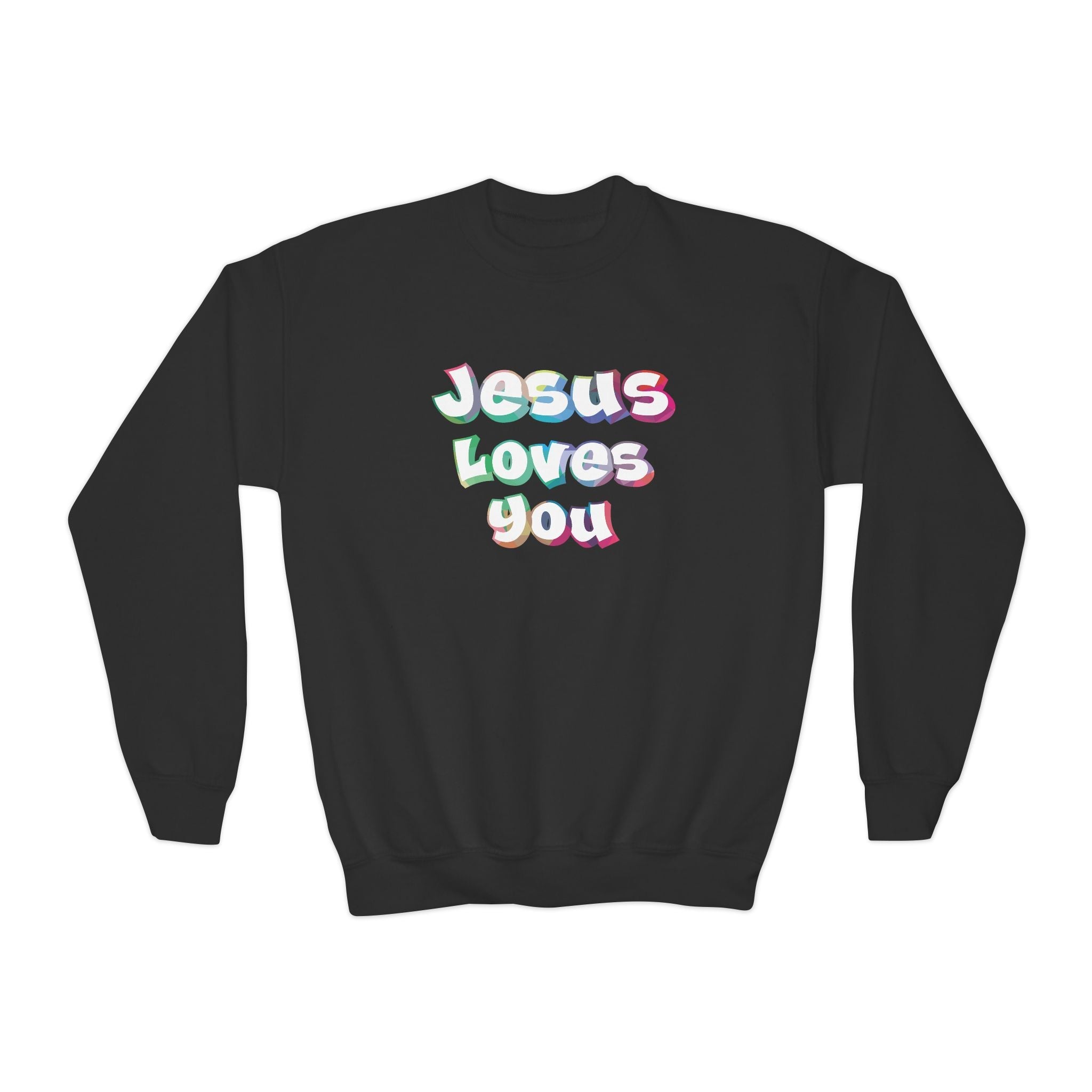 Faith Based Youth Sweatshirt - Jesus Loves You | Kids clothes by atgodanddesigns