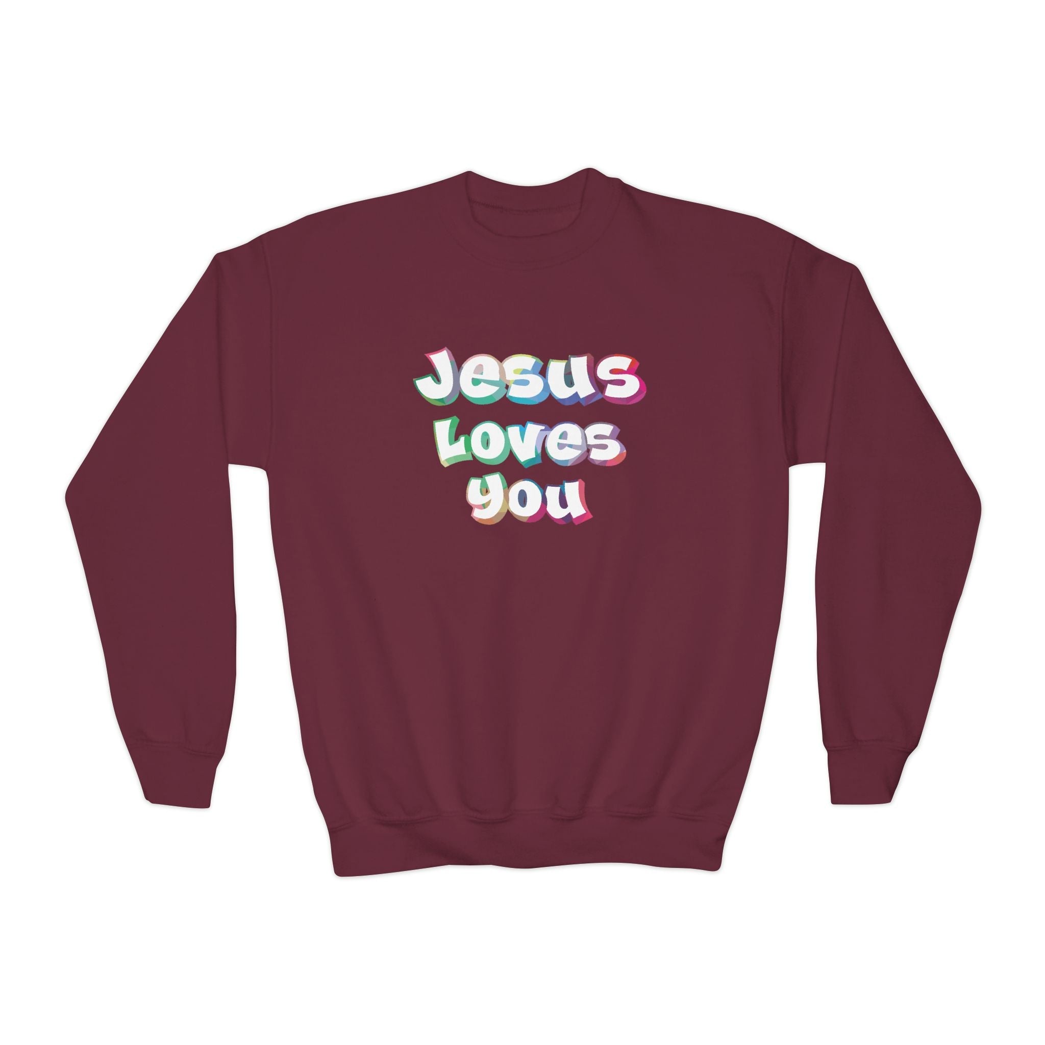 Faith Based Youth Sweatshirt - Jesus Loves You | Kids clothes by atgodanddesigns