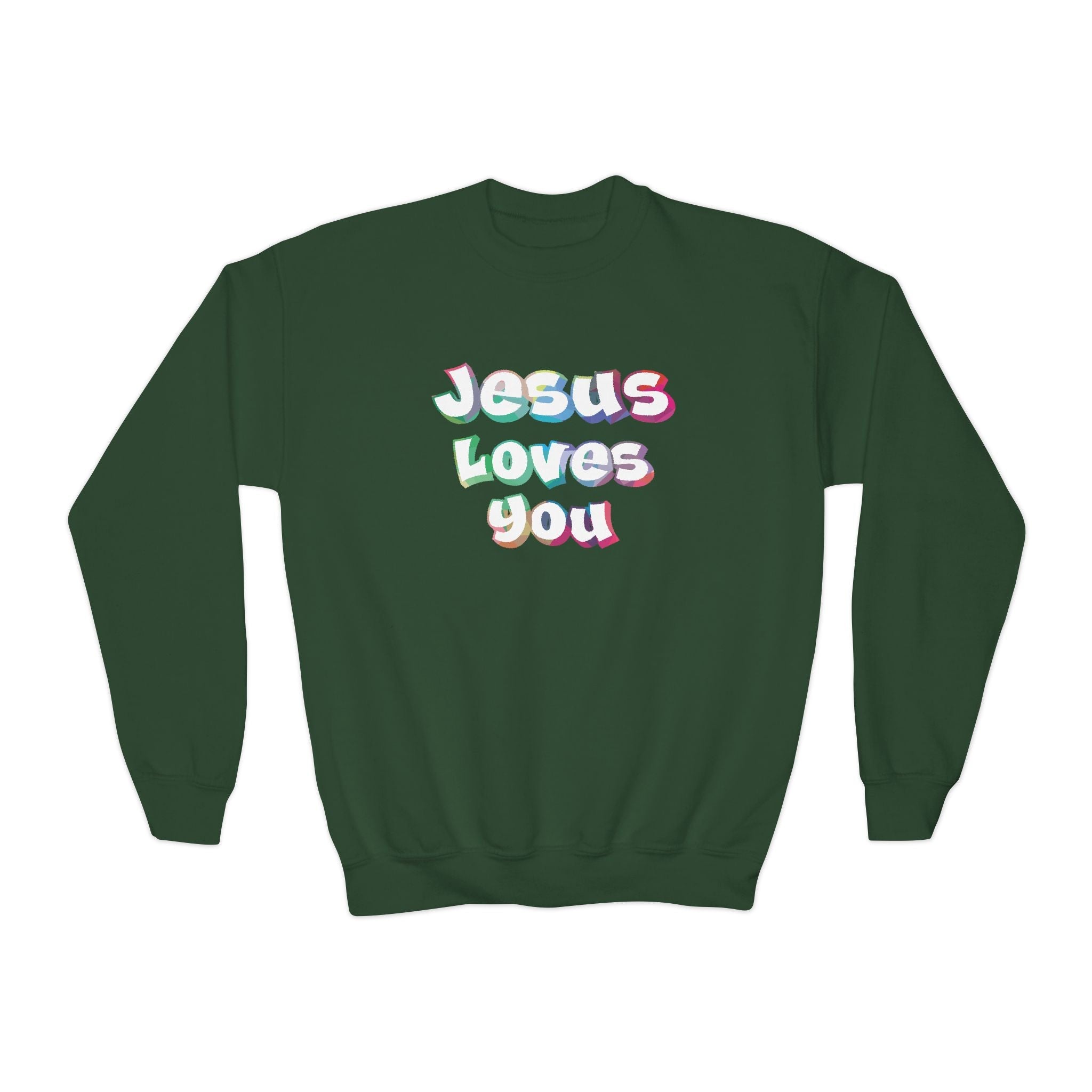 Faith Based Youth Sweatshirt - Jesus Loves You | Kids clothes by atgodanddesigns